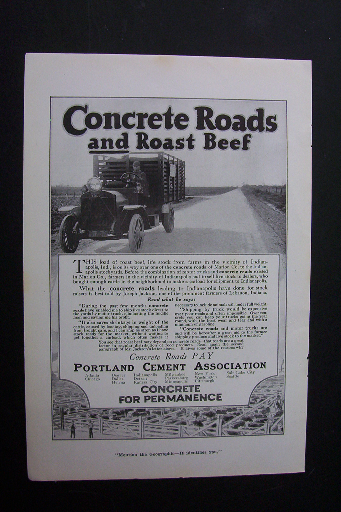 1918 Dual Ad: Automobile Ad & Portland Cement