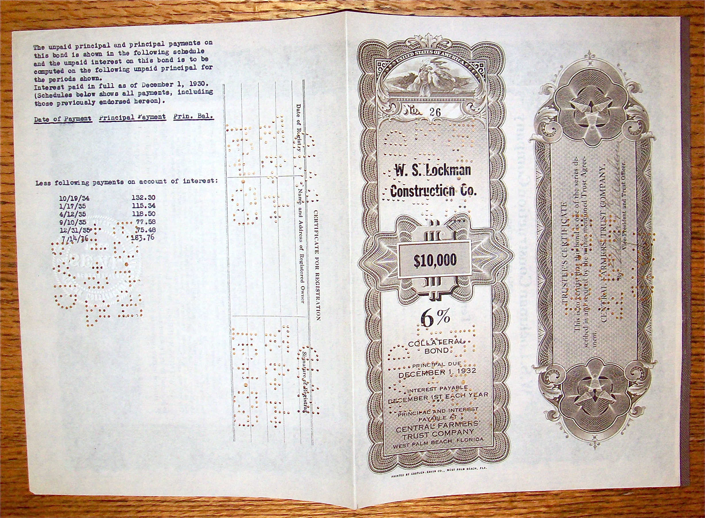 1932 W. S. Lockman Construction Company Bond