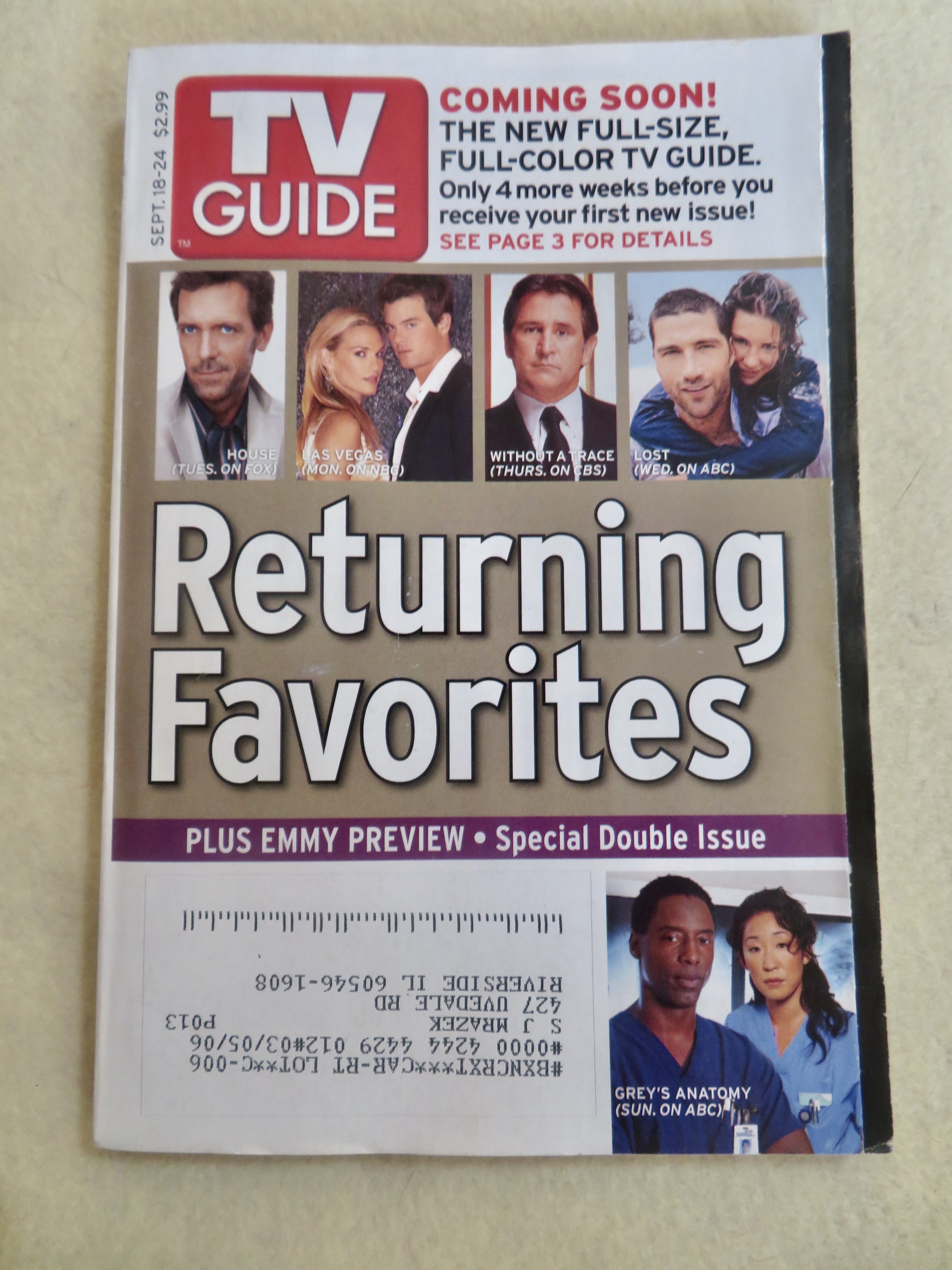 TV Guide September 18 - 24, 2005 Returning Favorites