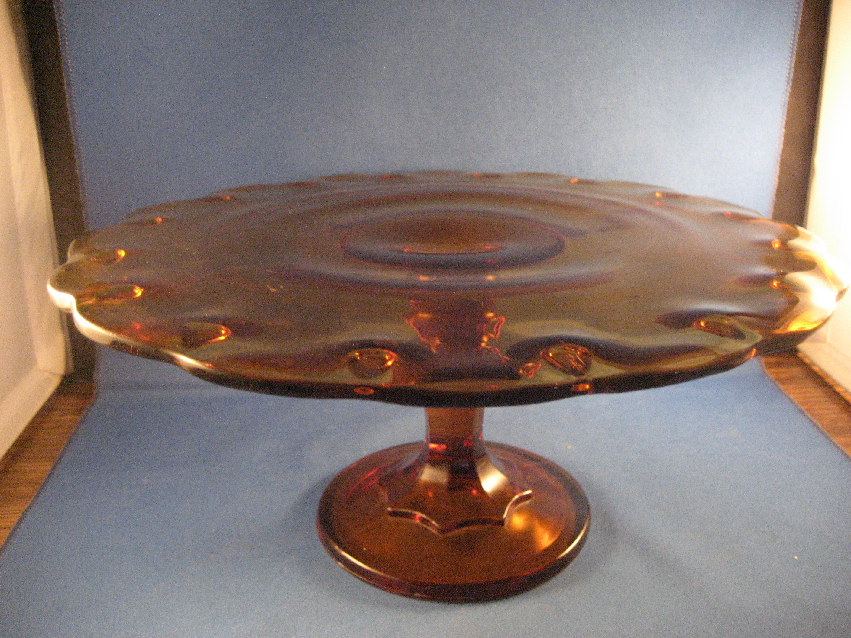 Amber Glass Cake Plate
