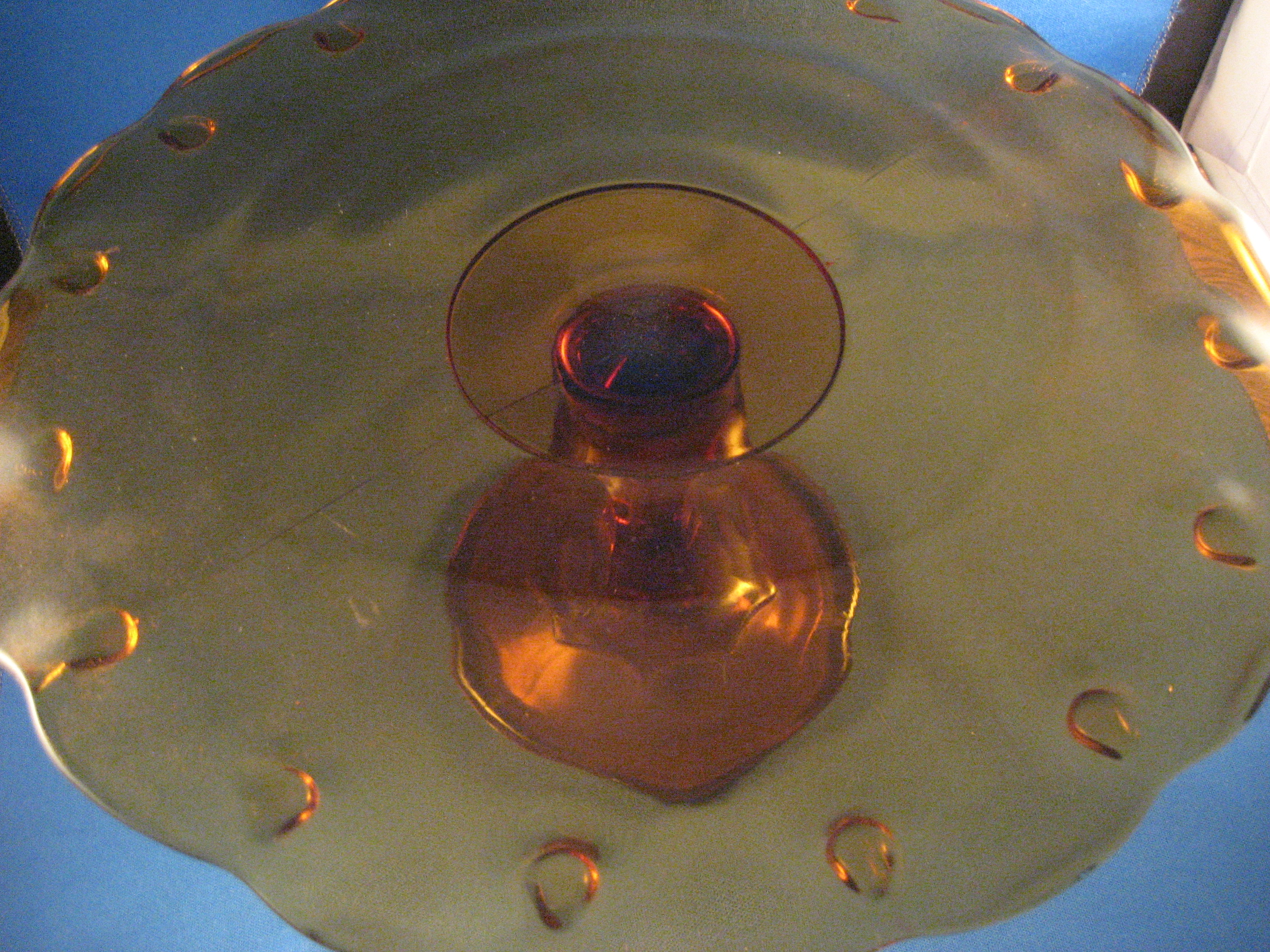 Amber Glass Cake Plate