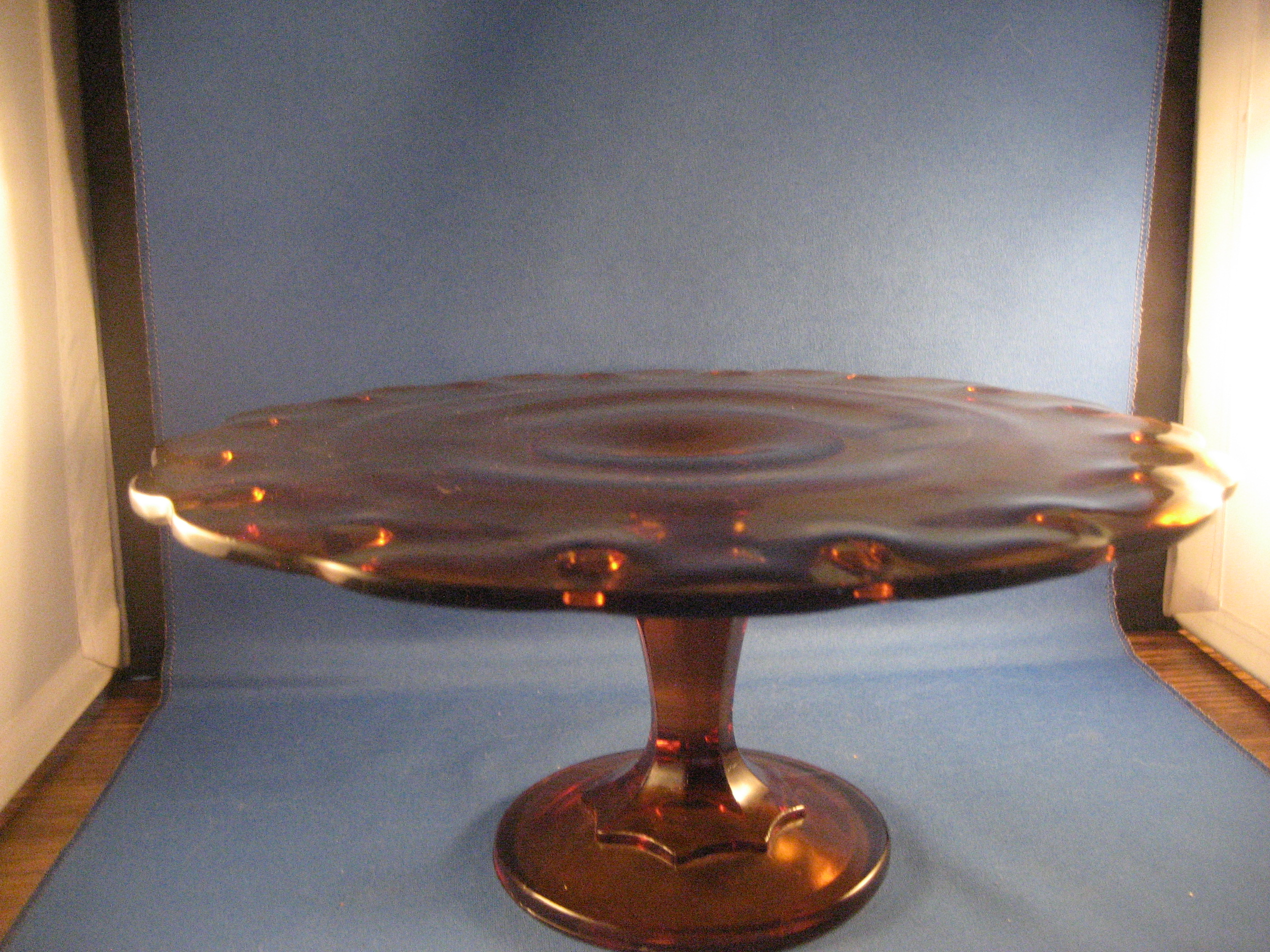 Amber Glass Cake Plate