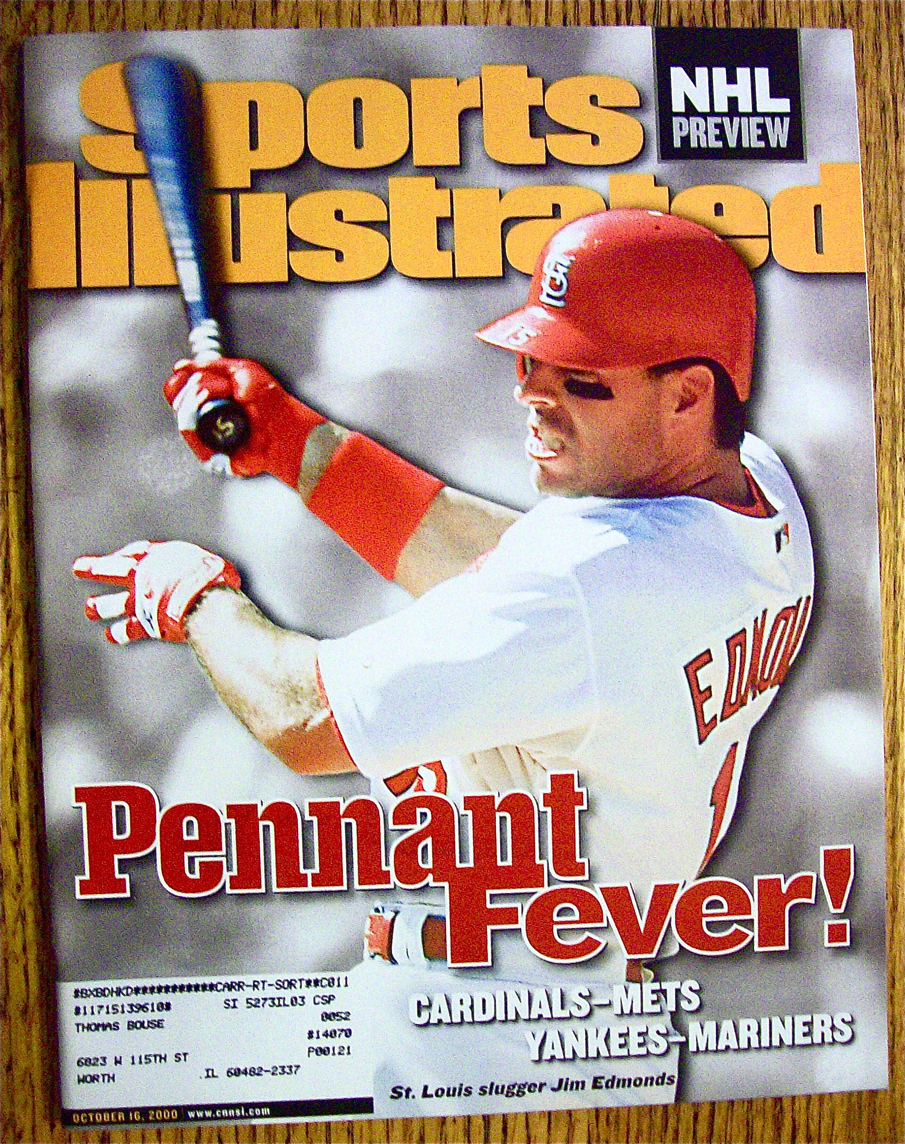 Sport Illustrated Magazine October 16, 2000 Jim Edmonds