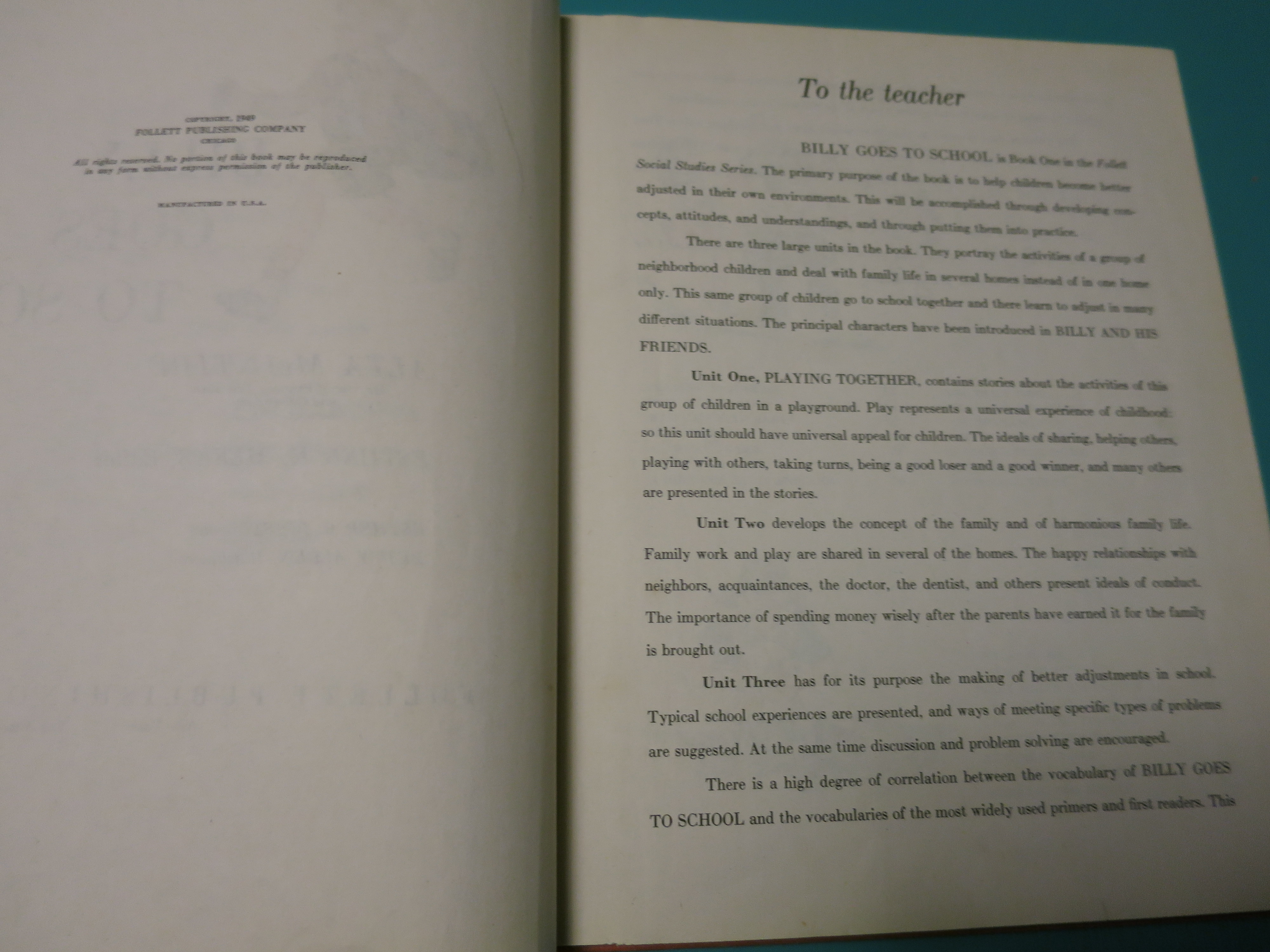 Billy Goes to School book by Alta McIntire 1949