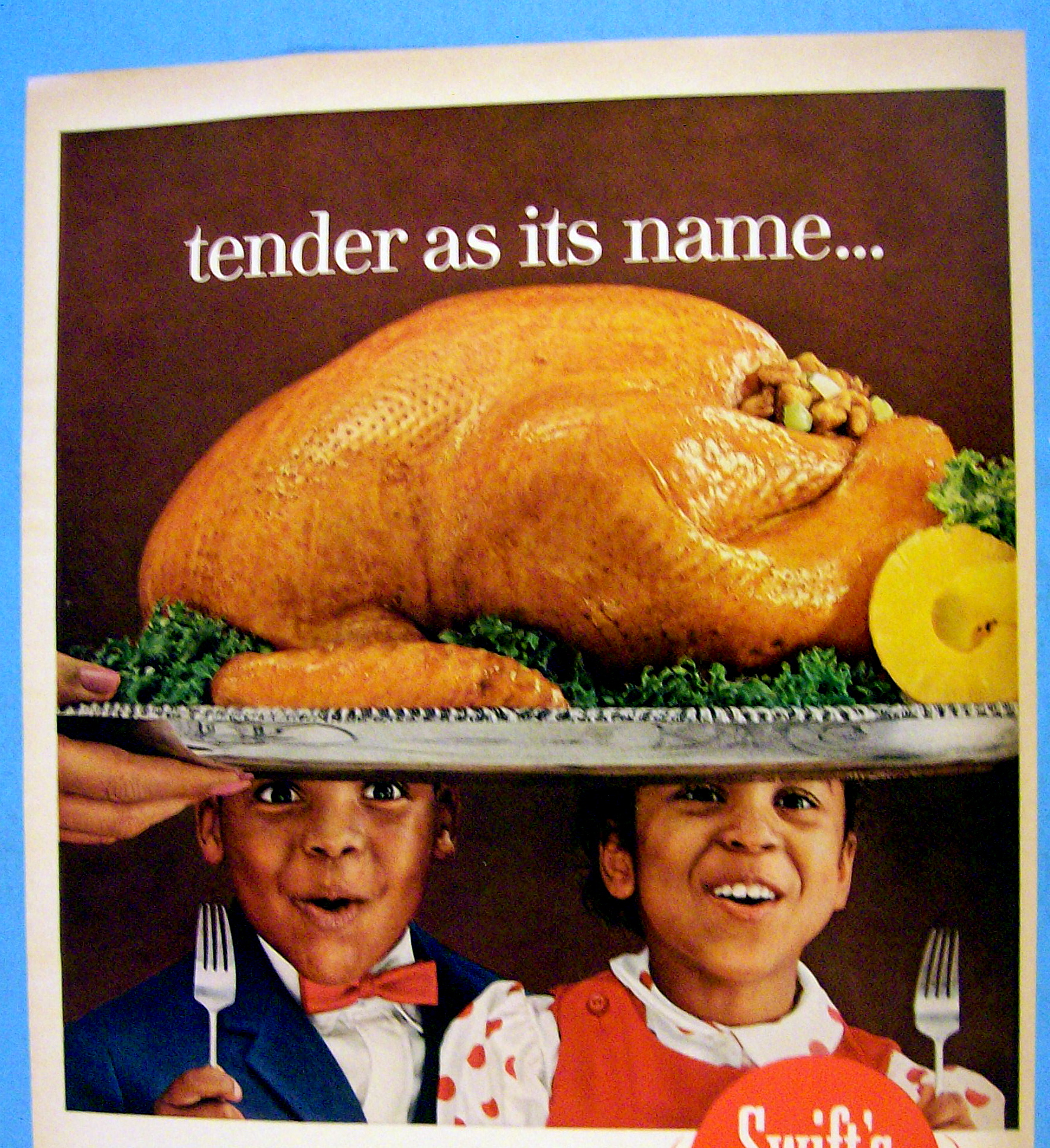 1965 Swift Premium Turkey w/ Children Looking & Smiling