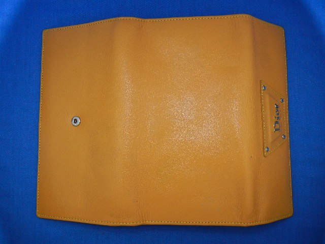 Christian Dior Gold Leather Bifold Checkbook Wallet