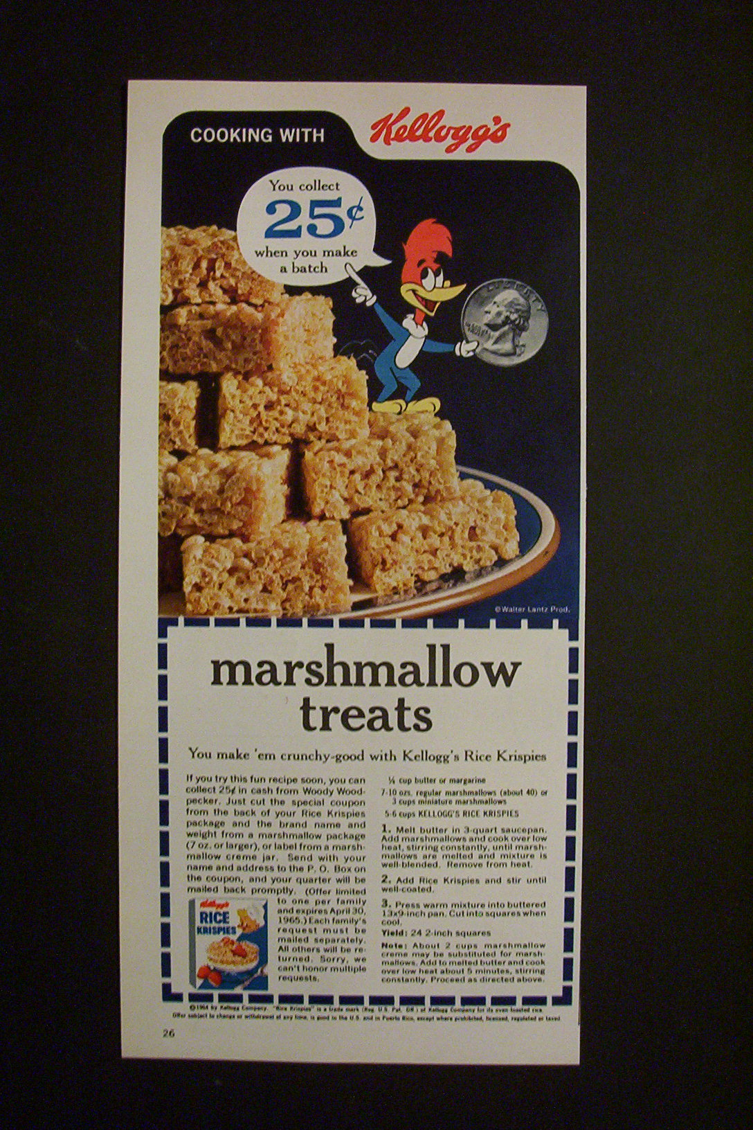 1963 Marshmallow Treats with Woody Woodpecker