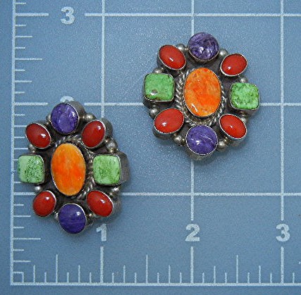 Darrel Livingston Sterling Silver Gaspeite Coral Clip E