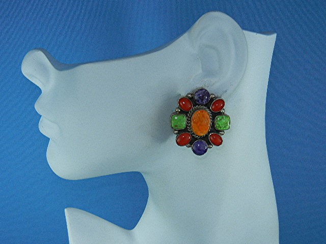 Darrel Livingston Sterling Silver Gaspeite Coral Clip E