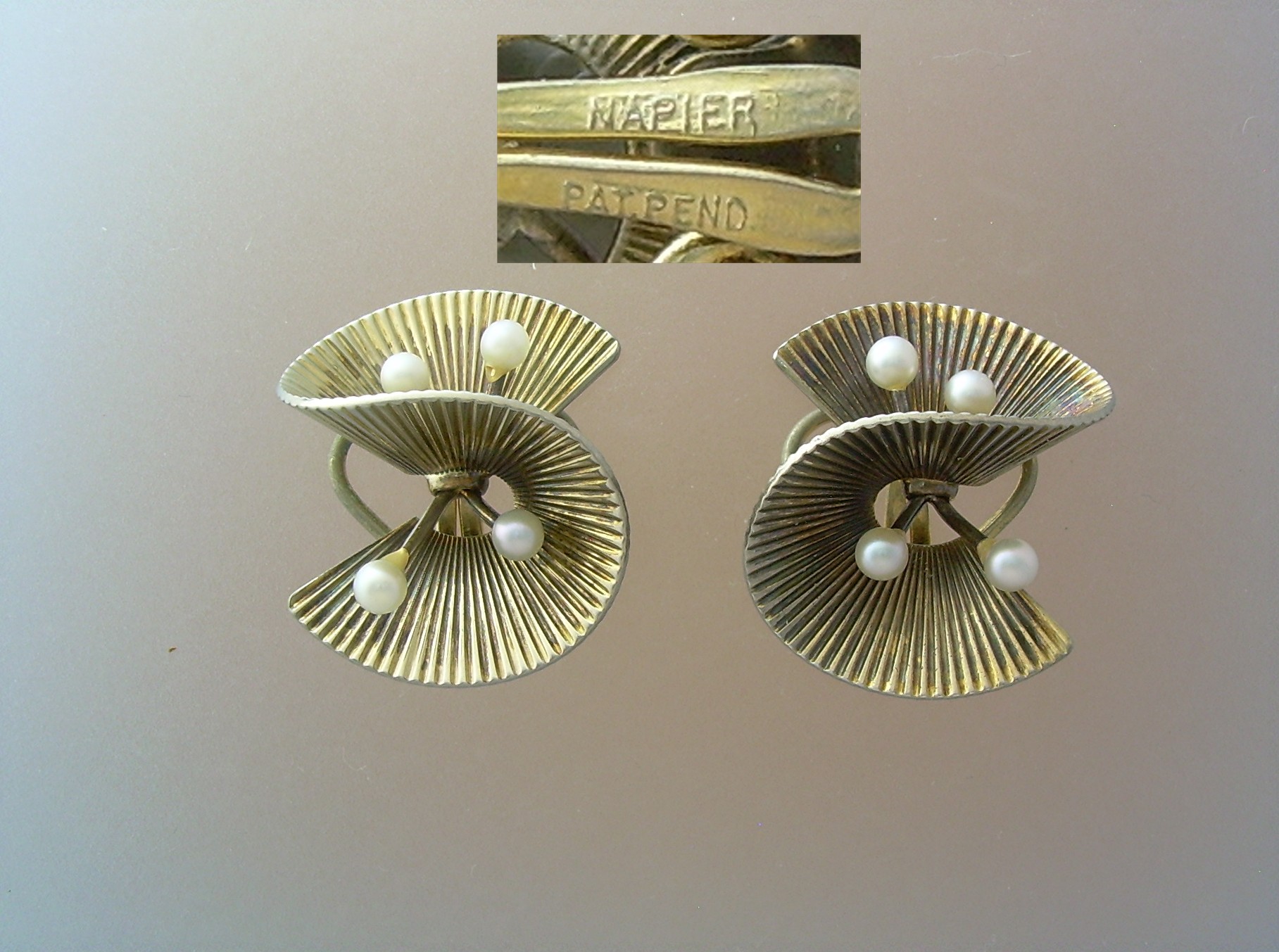 NAPIER Sterling Silver 3mm Pearl gold Wash Clip Earring