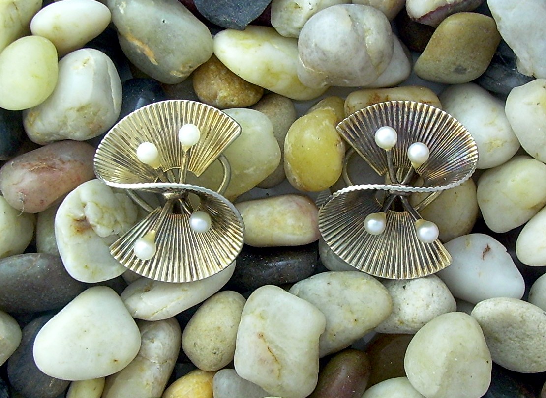 NAPIER Sterling Silver 3mm Pearl gold Wash Clip Earring
