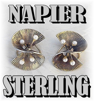 NAPIER Sterling Silver 3mm Pearl gold Wash Clip Earring