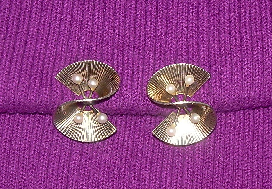 NAPIER Sterling Silver 3mm Pearl gold Wash Clip Earring