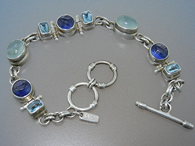Sarda Sterling Silver Iolite Blue Topaz Moonstone Brace