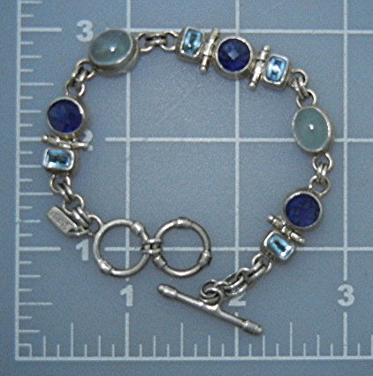 Sarda Sterling Silver Iolite Blue Topaz Moonstone Brace