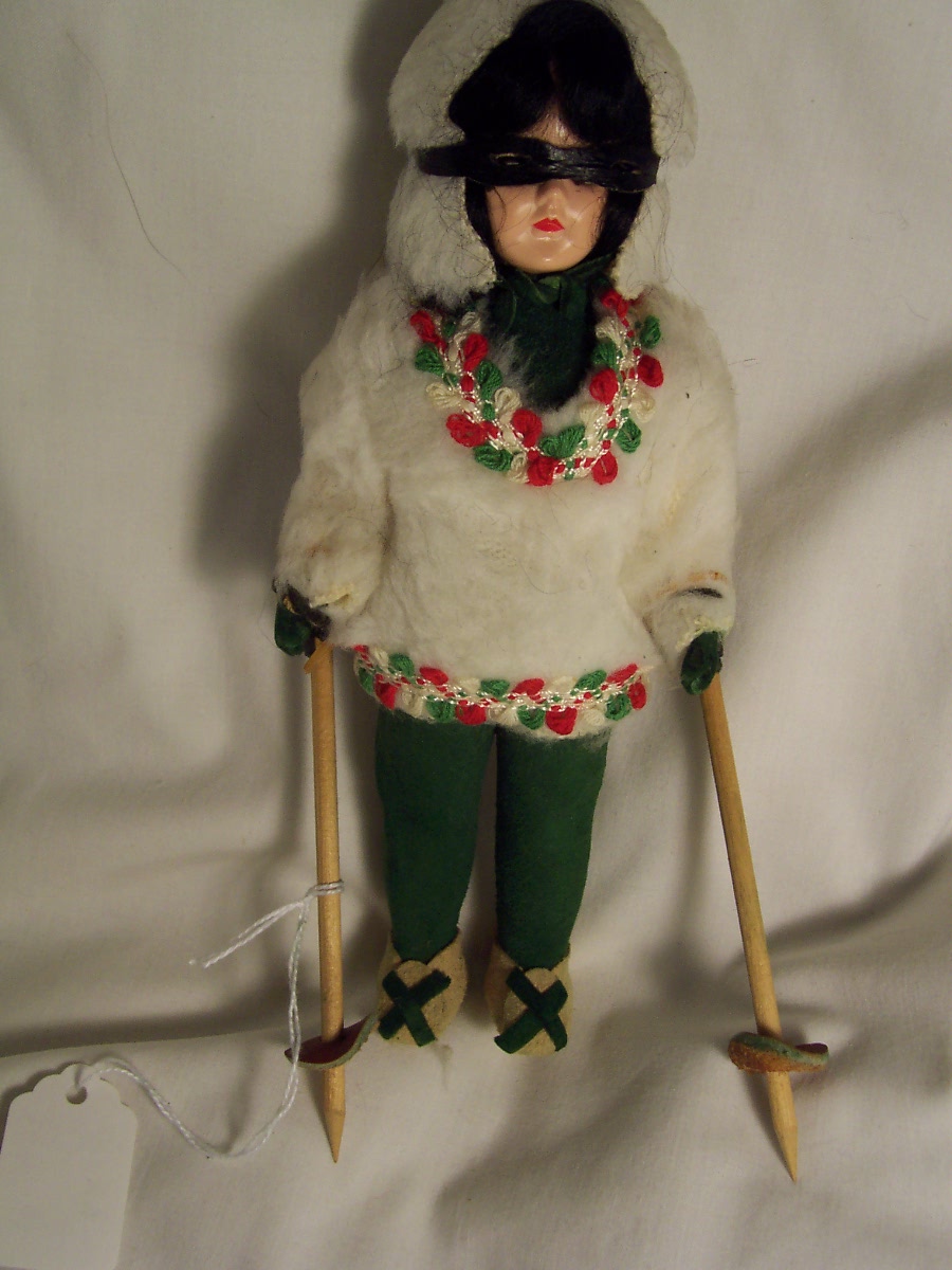 Vintage Skier Doll hard Plastic 8 inch 1960s