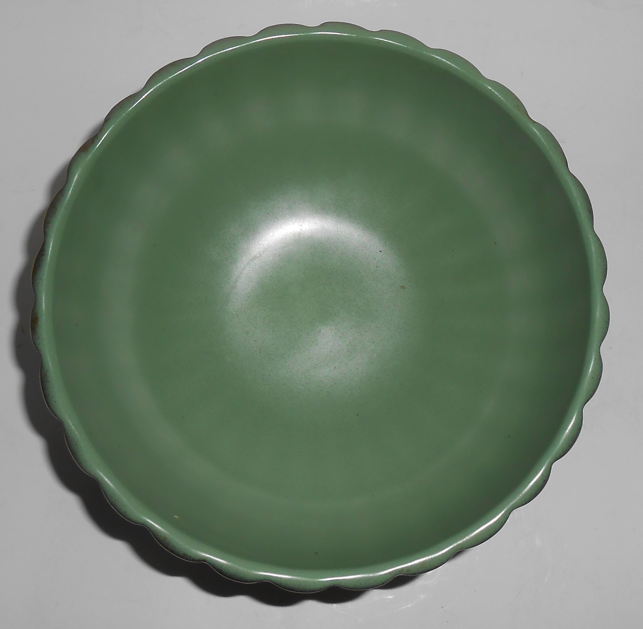 Bauer Pottery Tracy Irwin Green W/Gold Pumpkin Compote