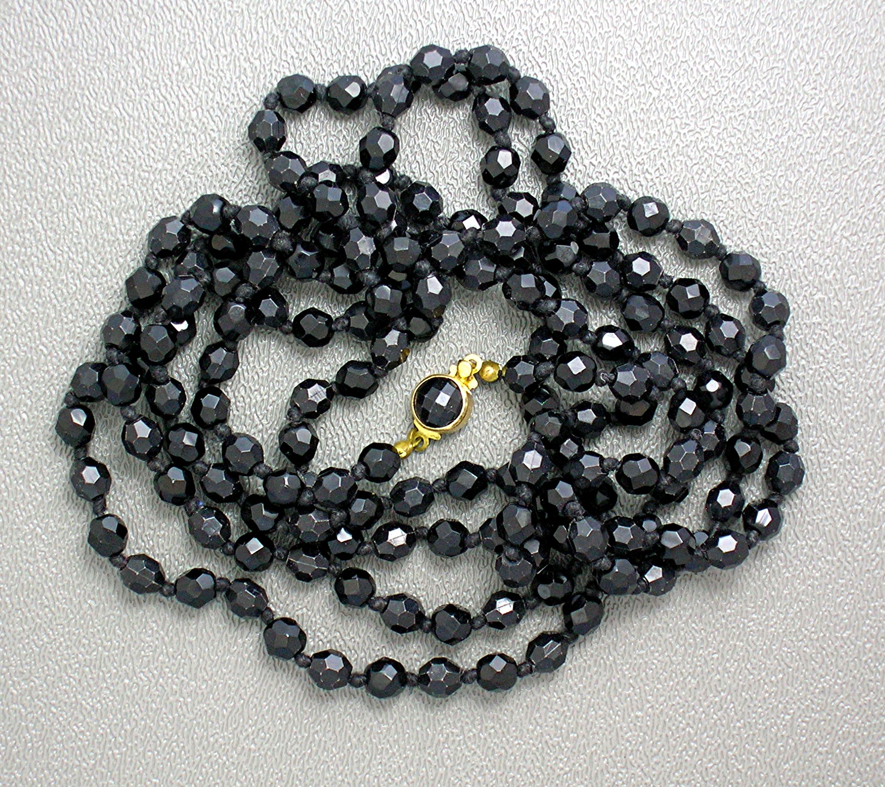 Austrian Black Crystal Faceted 54 Inch   Necklace
