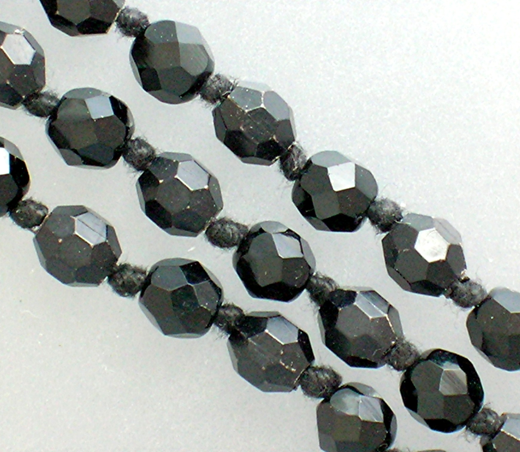 Austrian Black Crystal Faceted 54 Inch   Necklace