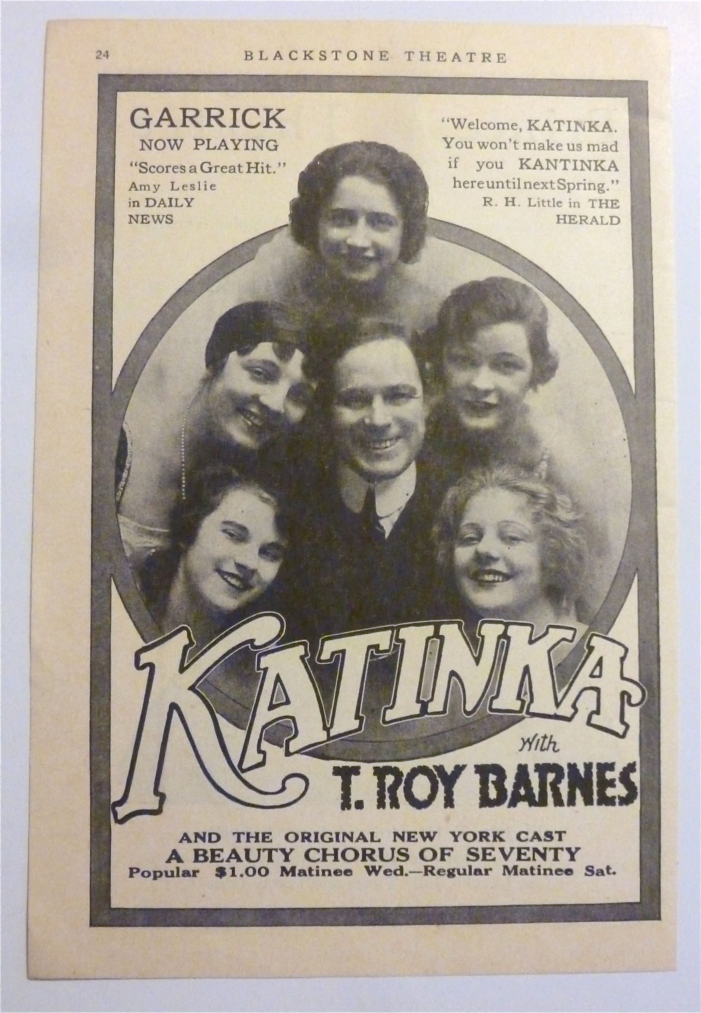 1917 Katinka Musical with A Beauty Chorus Of Seventy