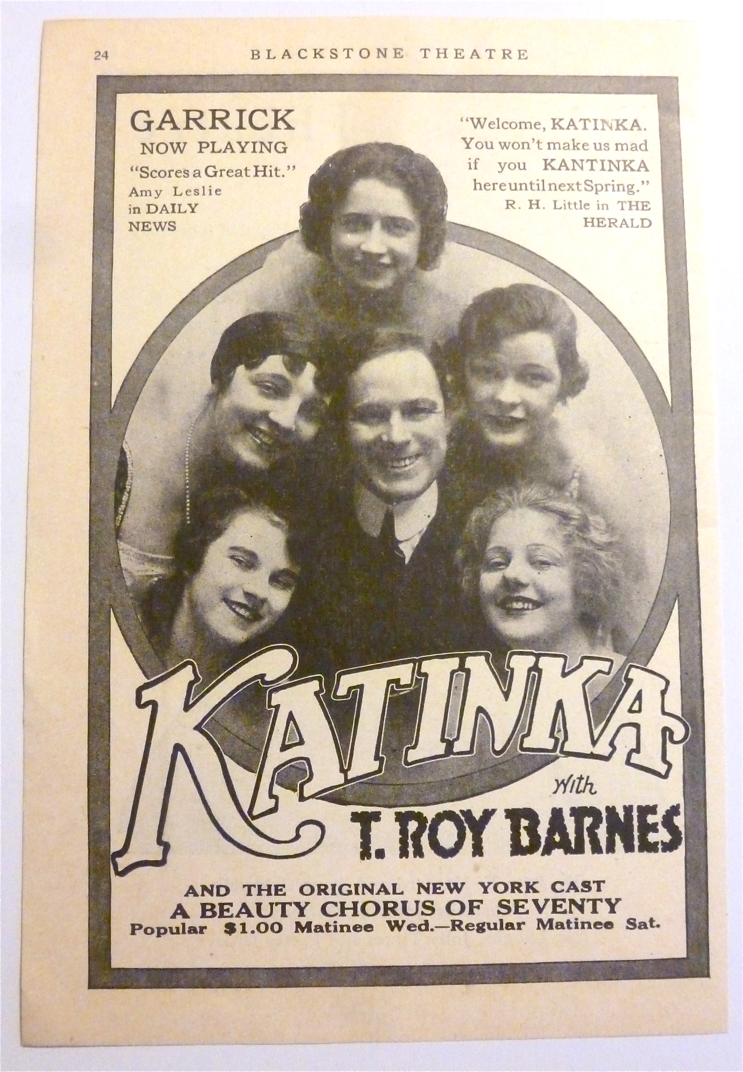 1917 Katinka Musical with A Beauty Chorus Of Seventy
