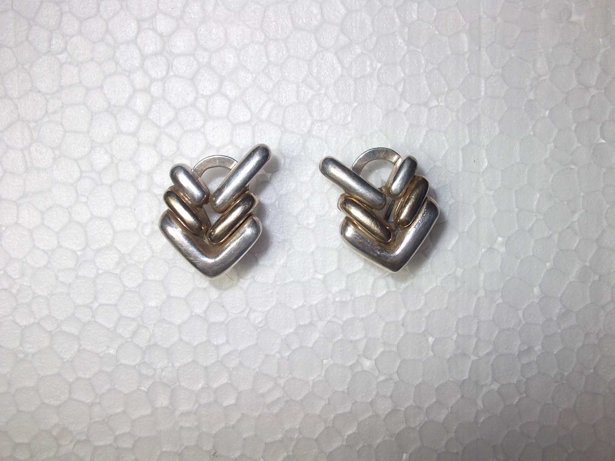 Earrings Sterling Silver Pierced French Back Signed