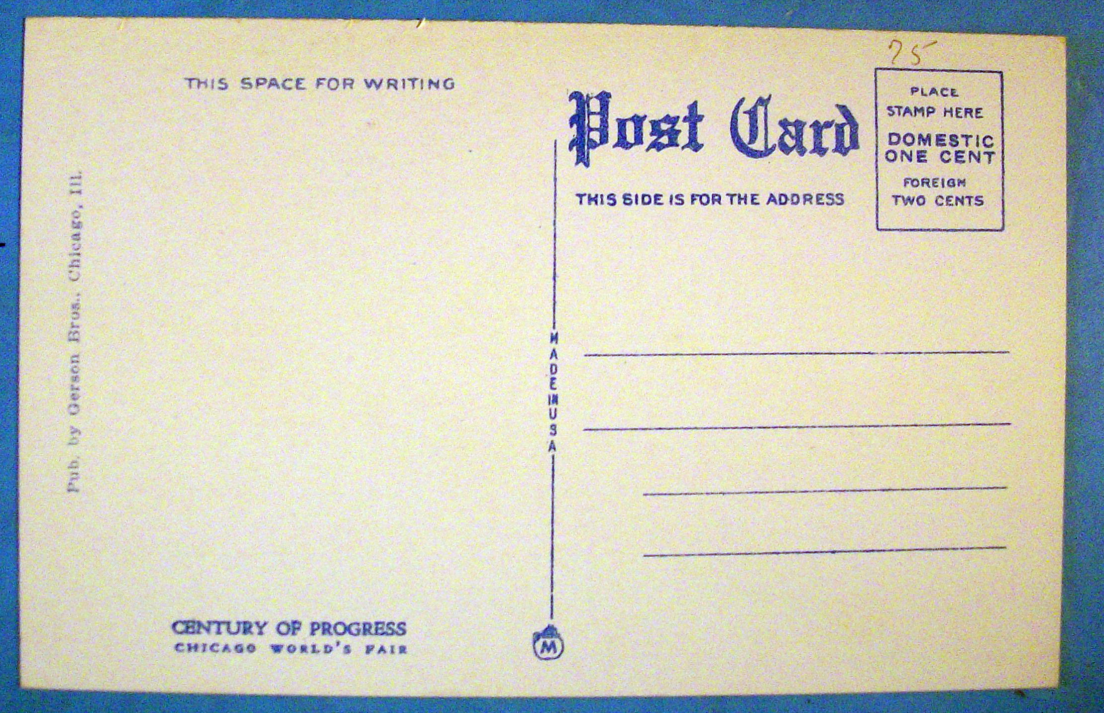 1933 Century Of Progress, The English Village Postcard
