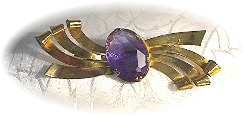 CORO Amethyst Brooch Sterling Craft By CORO Amethyst