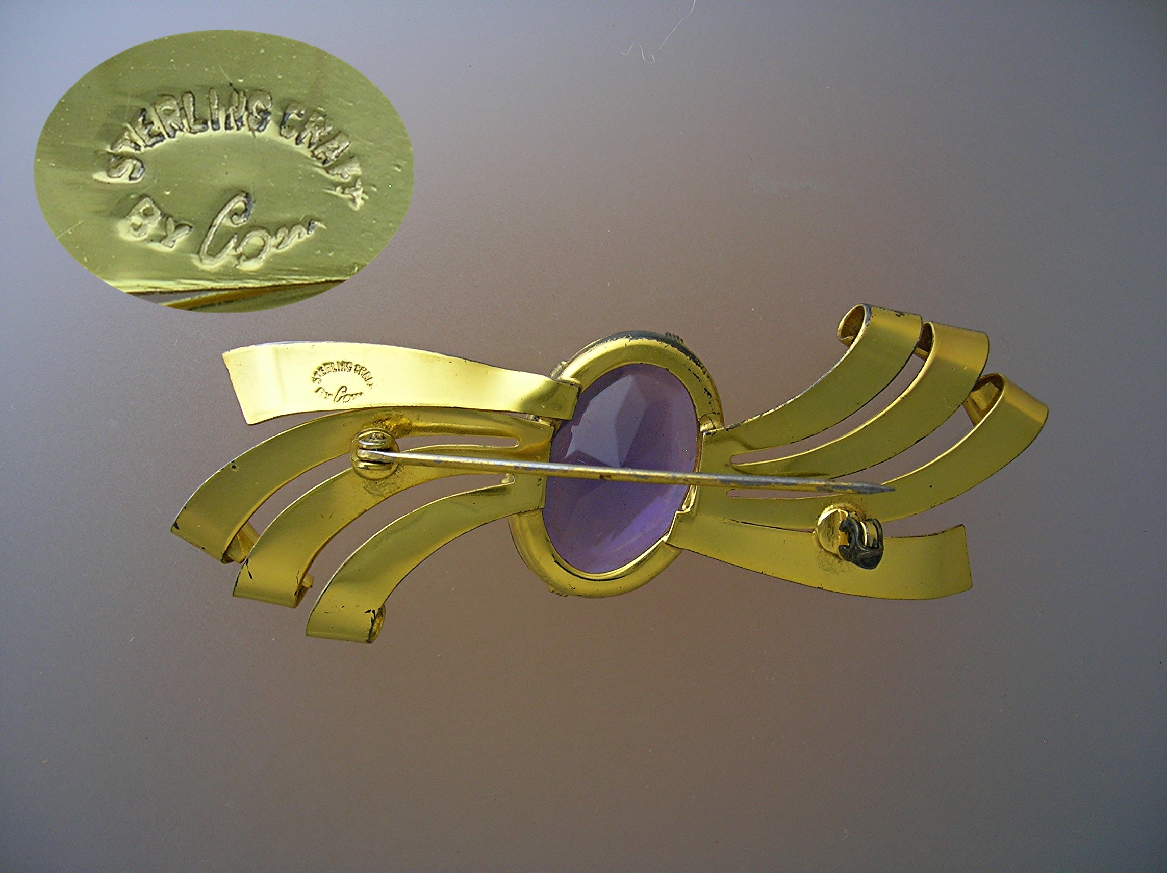 CORO Amethyst Brooch Sterling Craft By CORO Amethyst