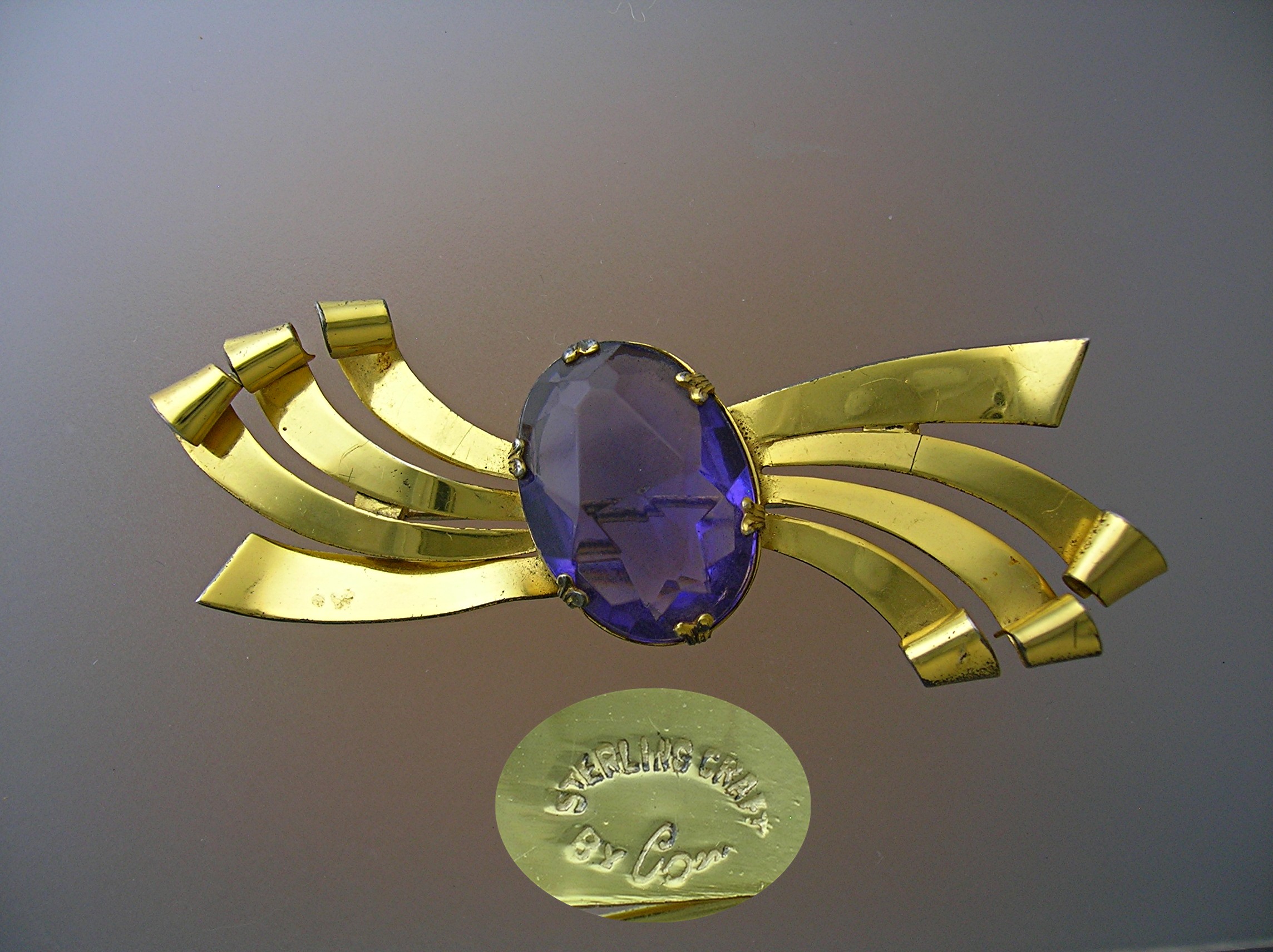 CORO Amethyst Brooch Sterling Craft By CORO Amethyst