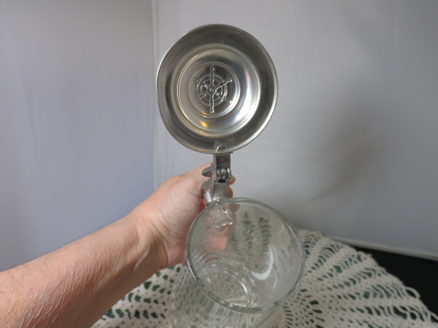 Vintage Old Spice Ariel 1866 Clipper Ship Etched Glass Pewter