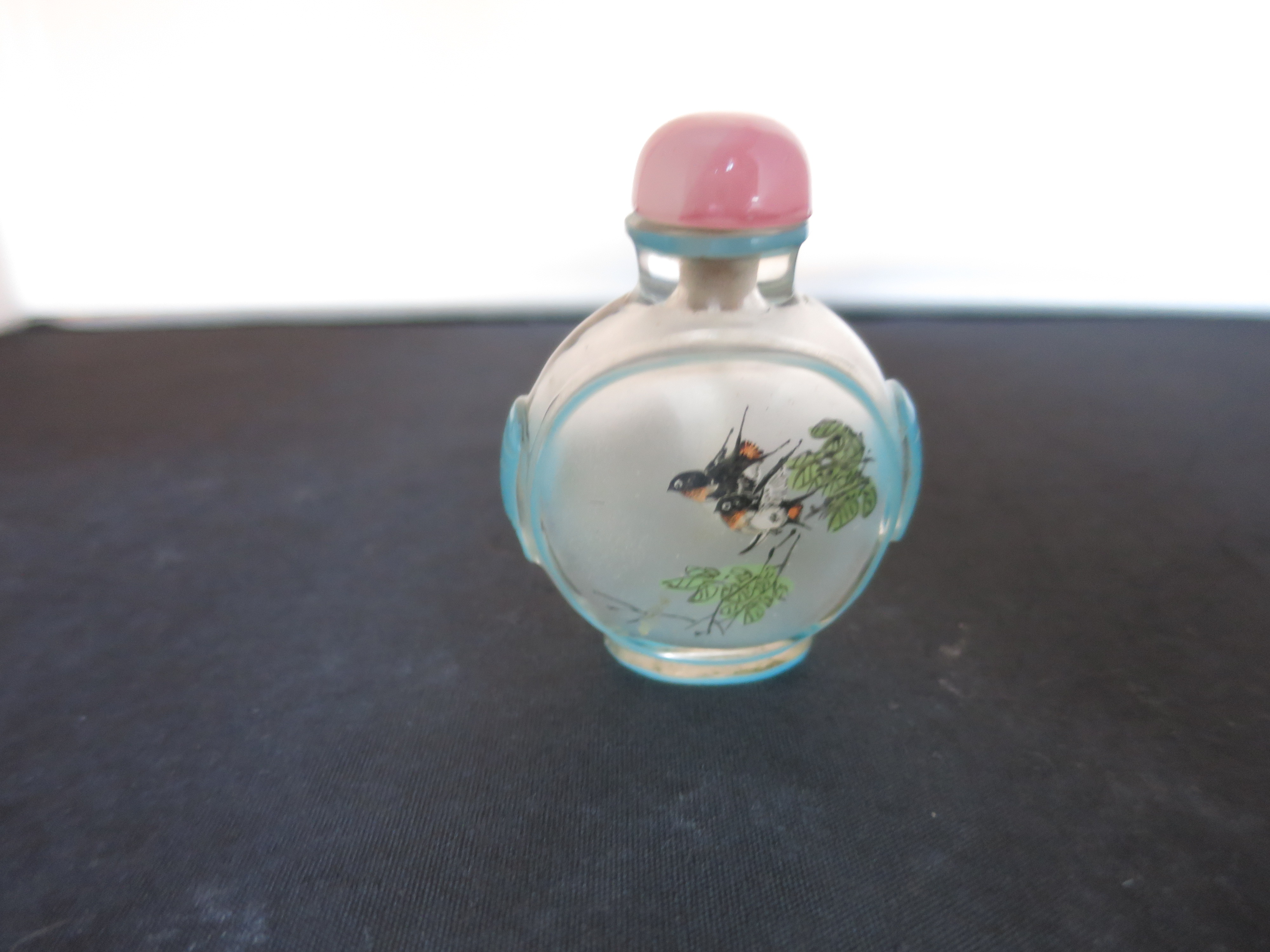 Chinese Snuff Bottle Reverse Painted Cased Glass