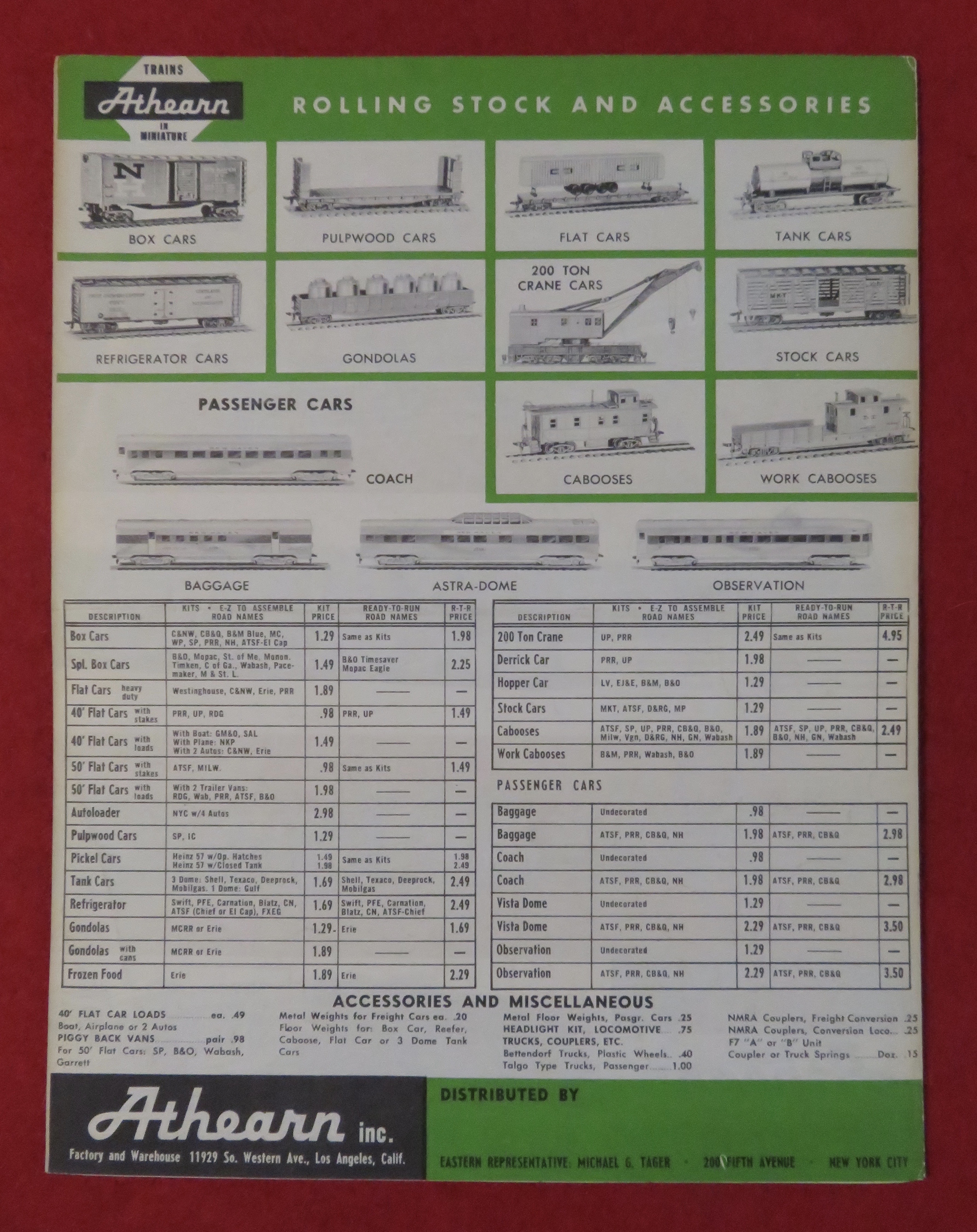 Athearn Model Railroad Train Catalog 1958 - 1959