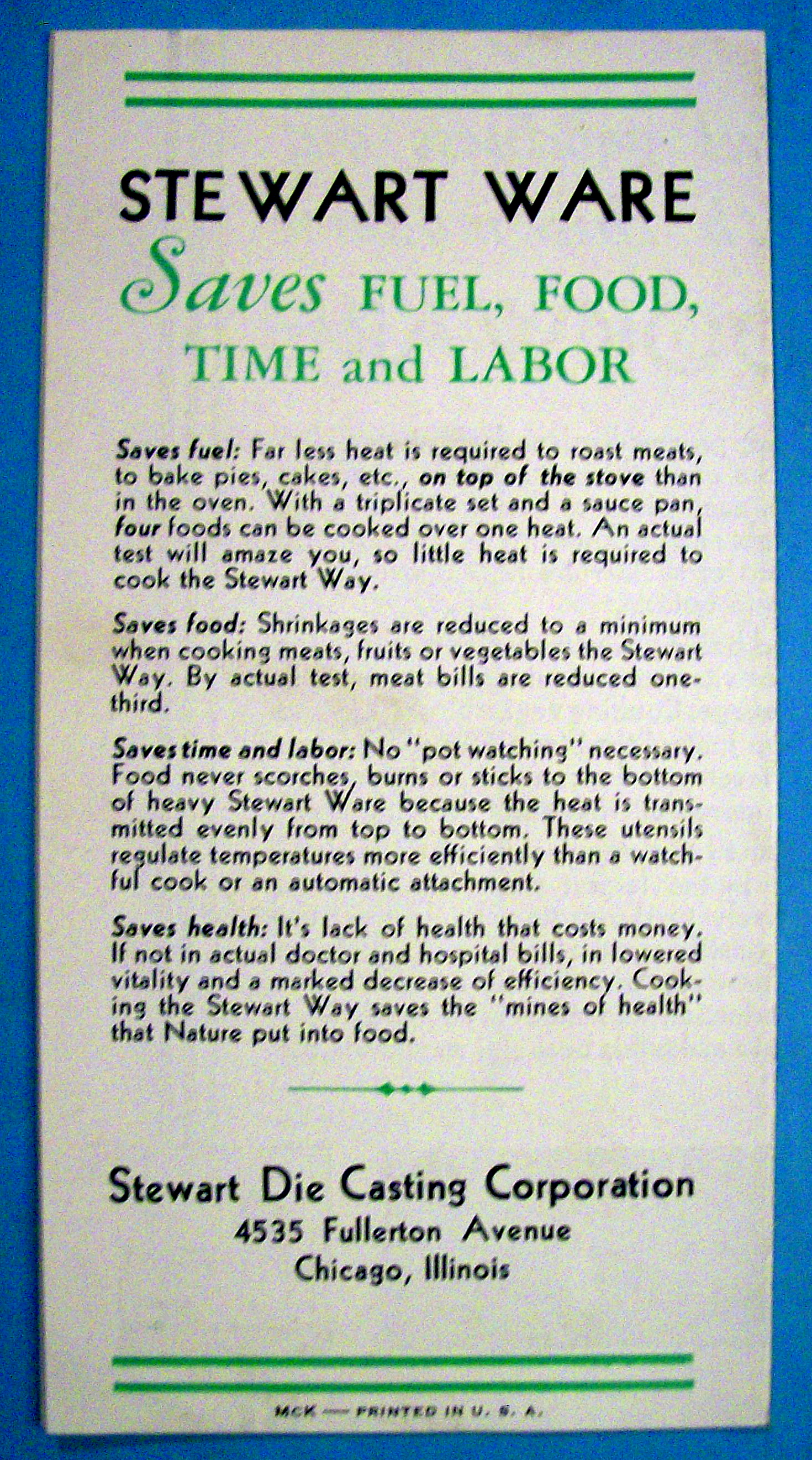 1933 Century Of Progress, Stewart Ware Brochure