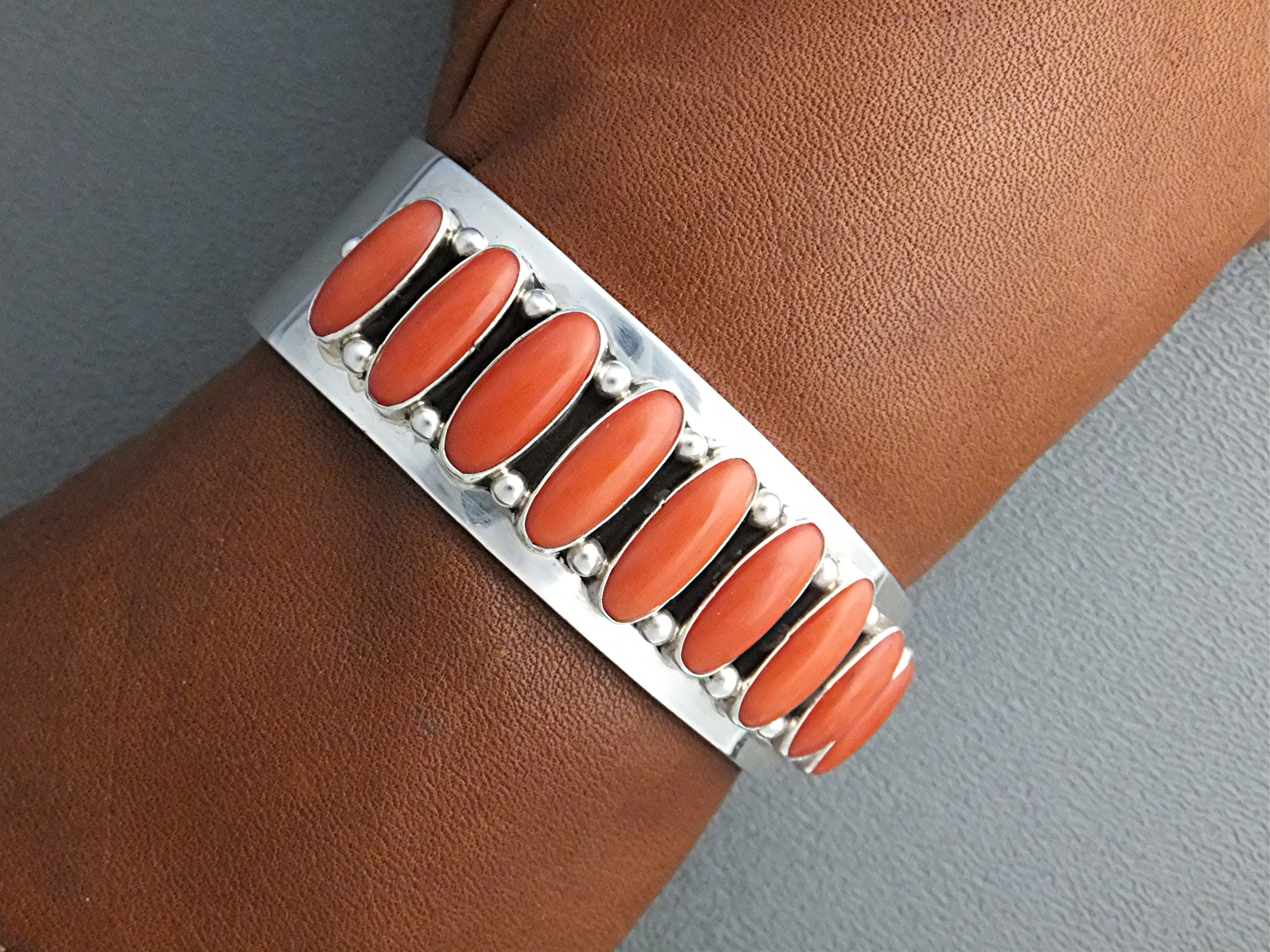 Paul Livingston Mediterranean Coral Sterling Silver Cuf