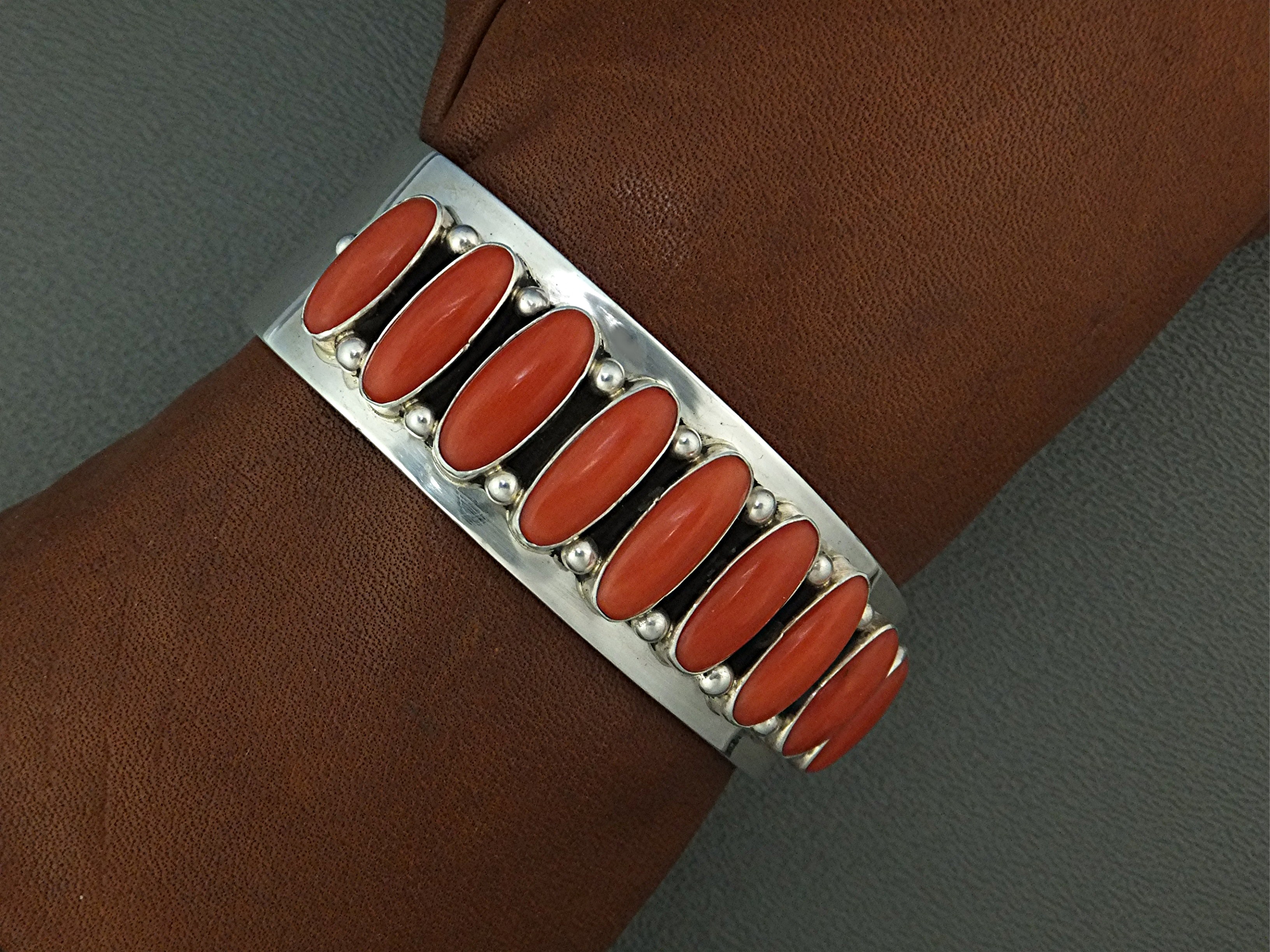 Paul Livingston Mediterranean Coral Sterling Silver Cuf