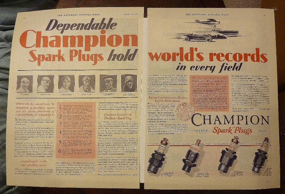 1928 Champion Spark Plugs With Spark Plugs