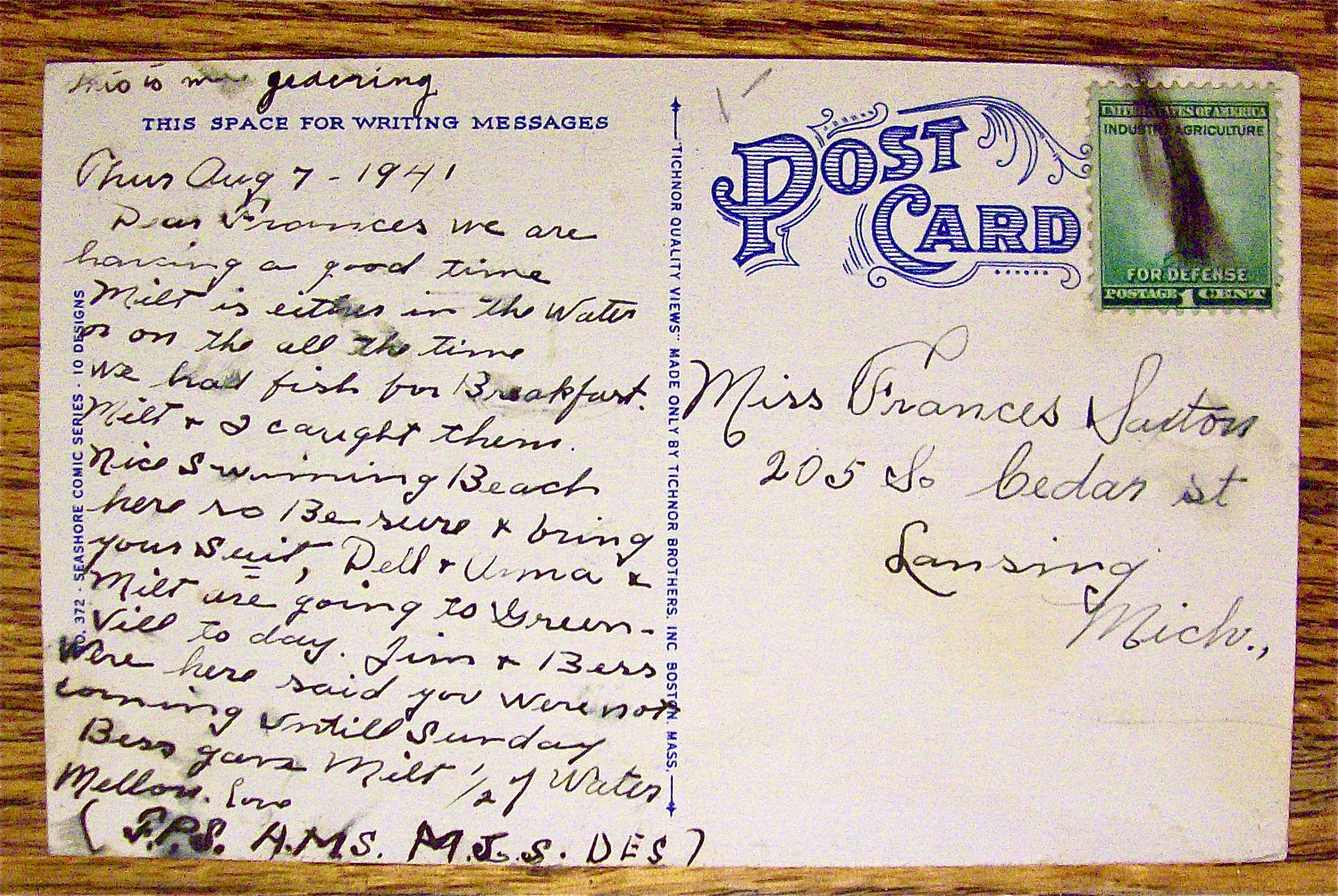 A Woman On Beach And Guy Staring Postcard