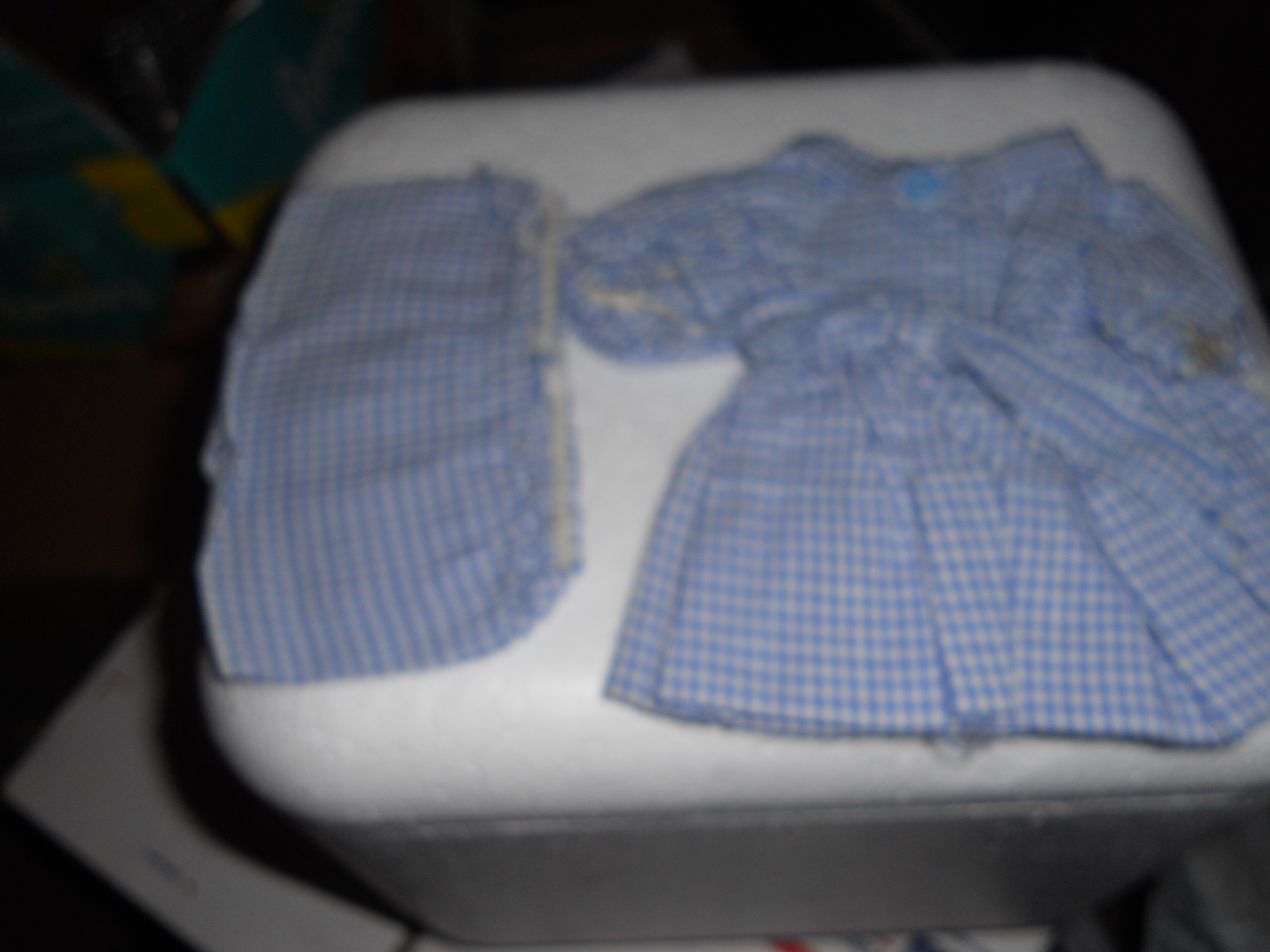 Doll Dress Panties Blue White Check Smocking
