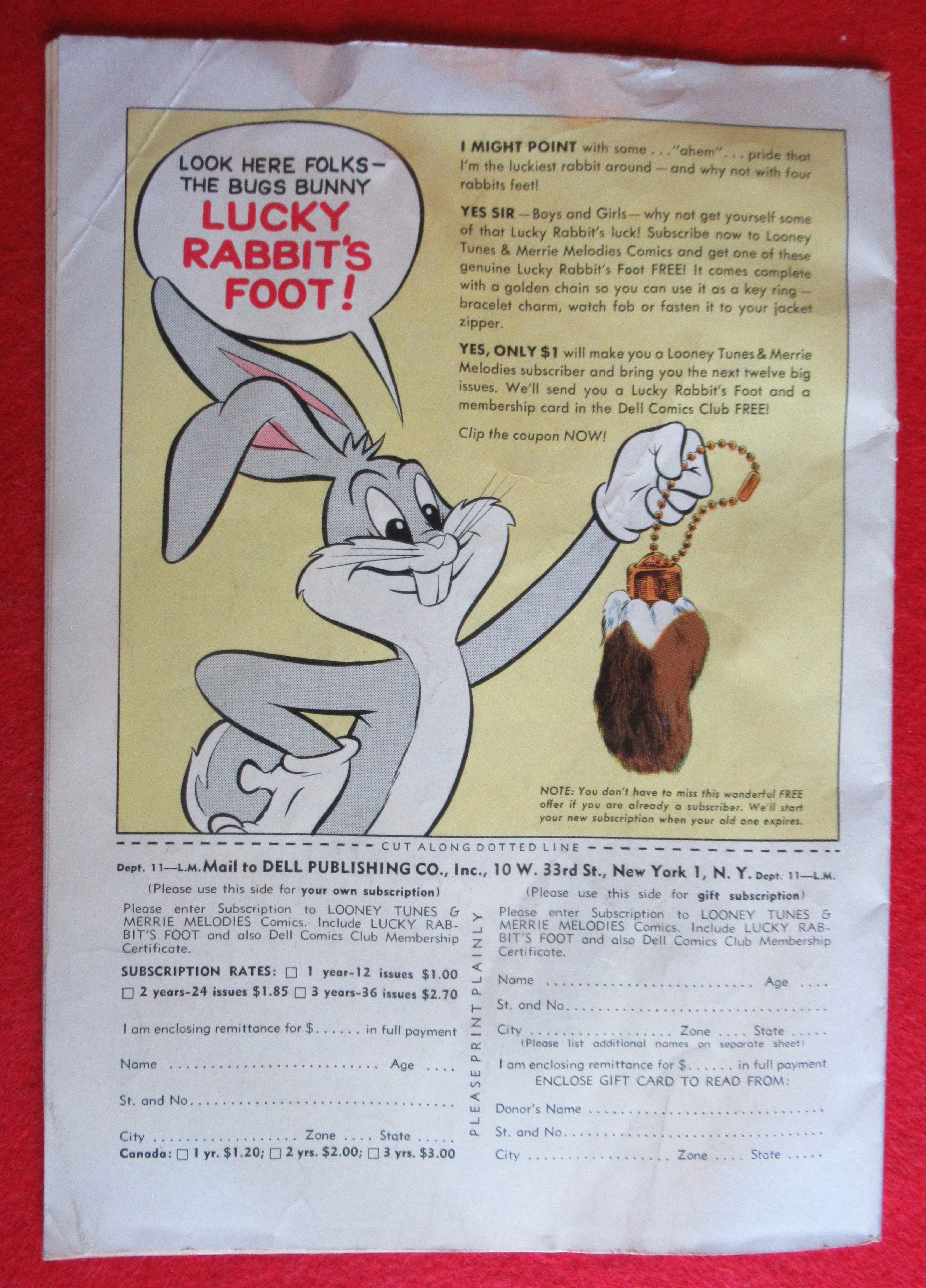 Looney Tunes Comic November 1954 Bugs Bunny