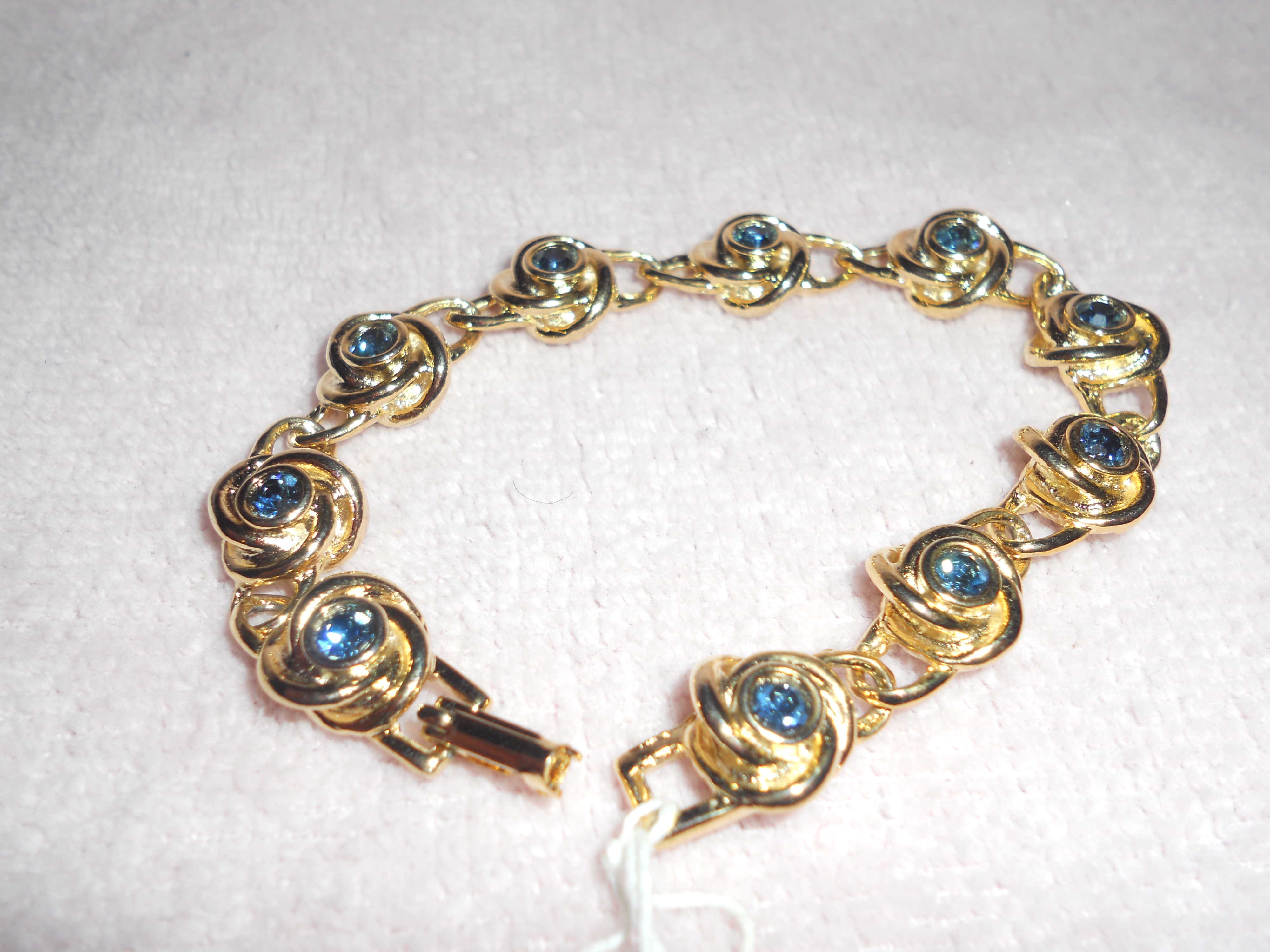 Bracelet Sapphire Gold Tone links USA signed