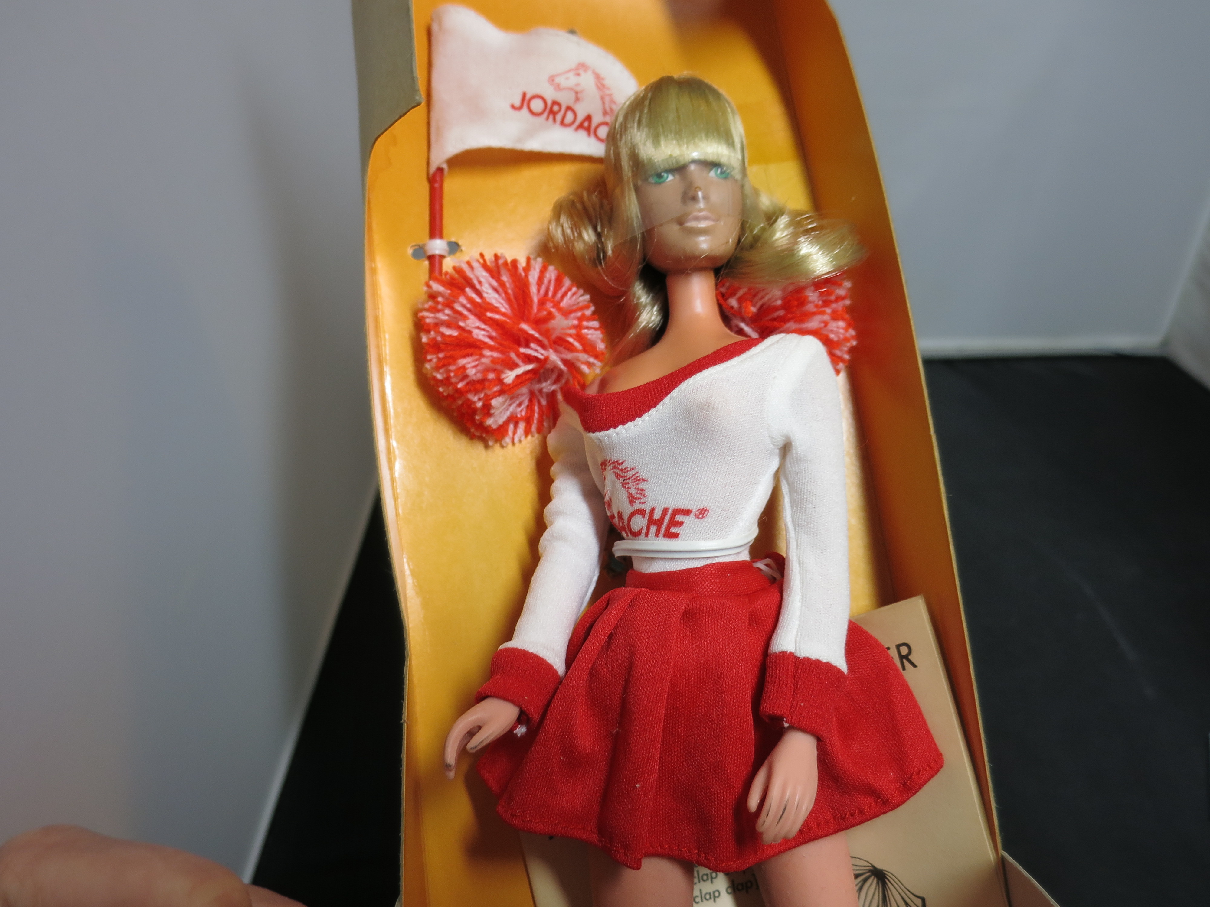 Mego Jordache Cheerleader Doll Never removed from box insert