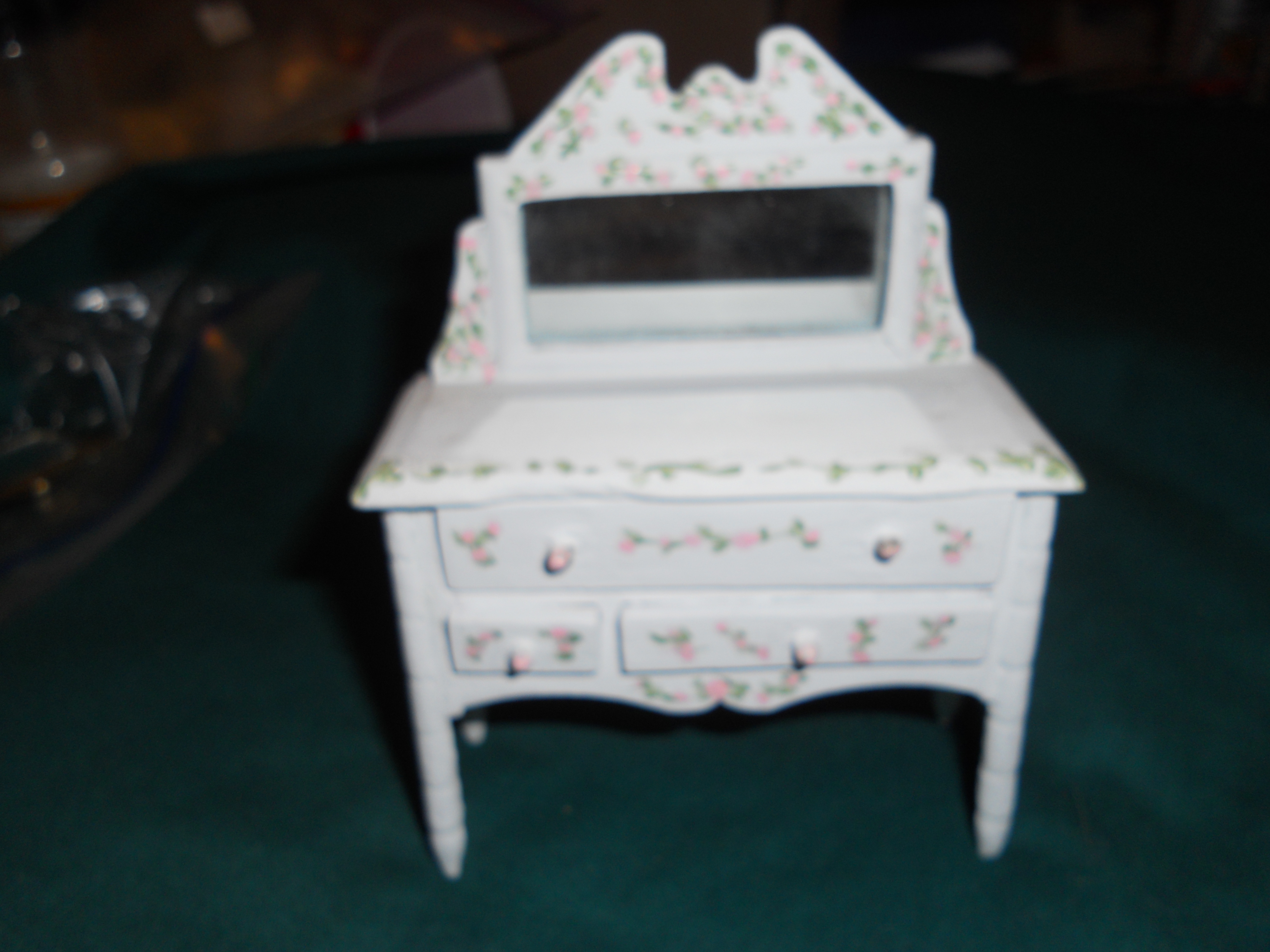 Doll House Dresser Mirror Wood painted