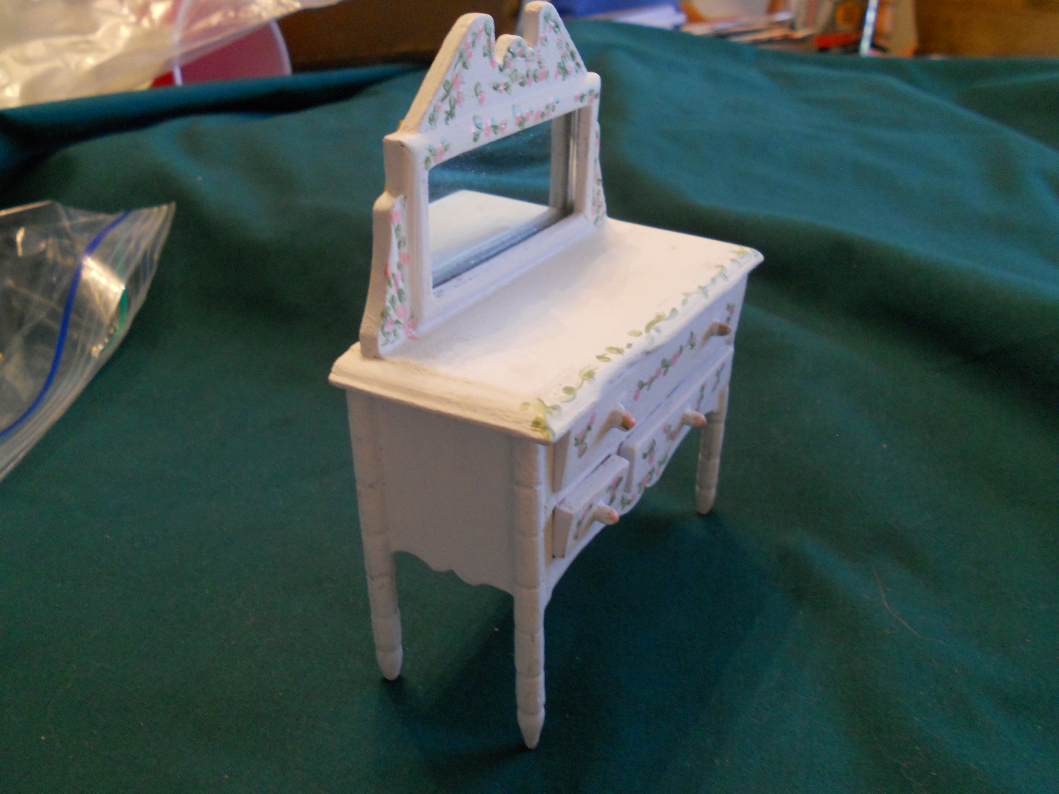 Doll House Dresser Mirror Wood painted