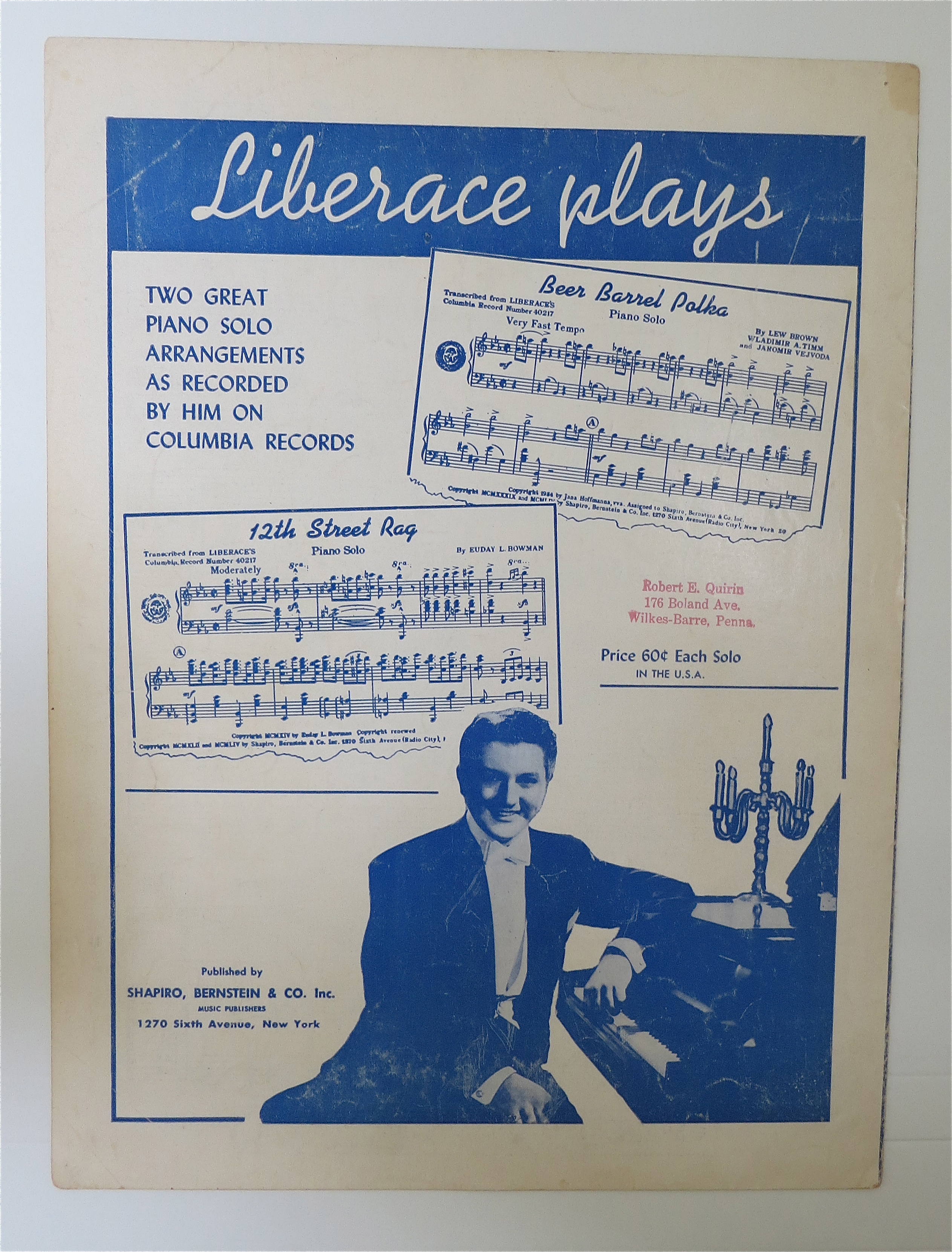 Sheet Music For 1936 In The Chapel In The Moonlight