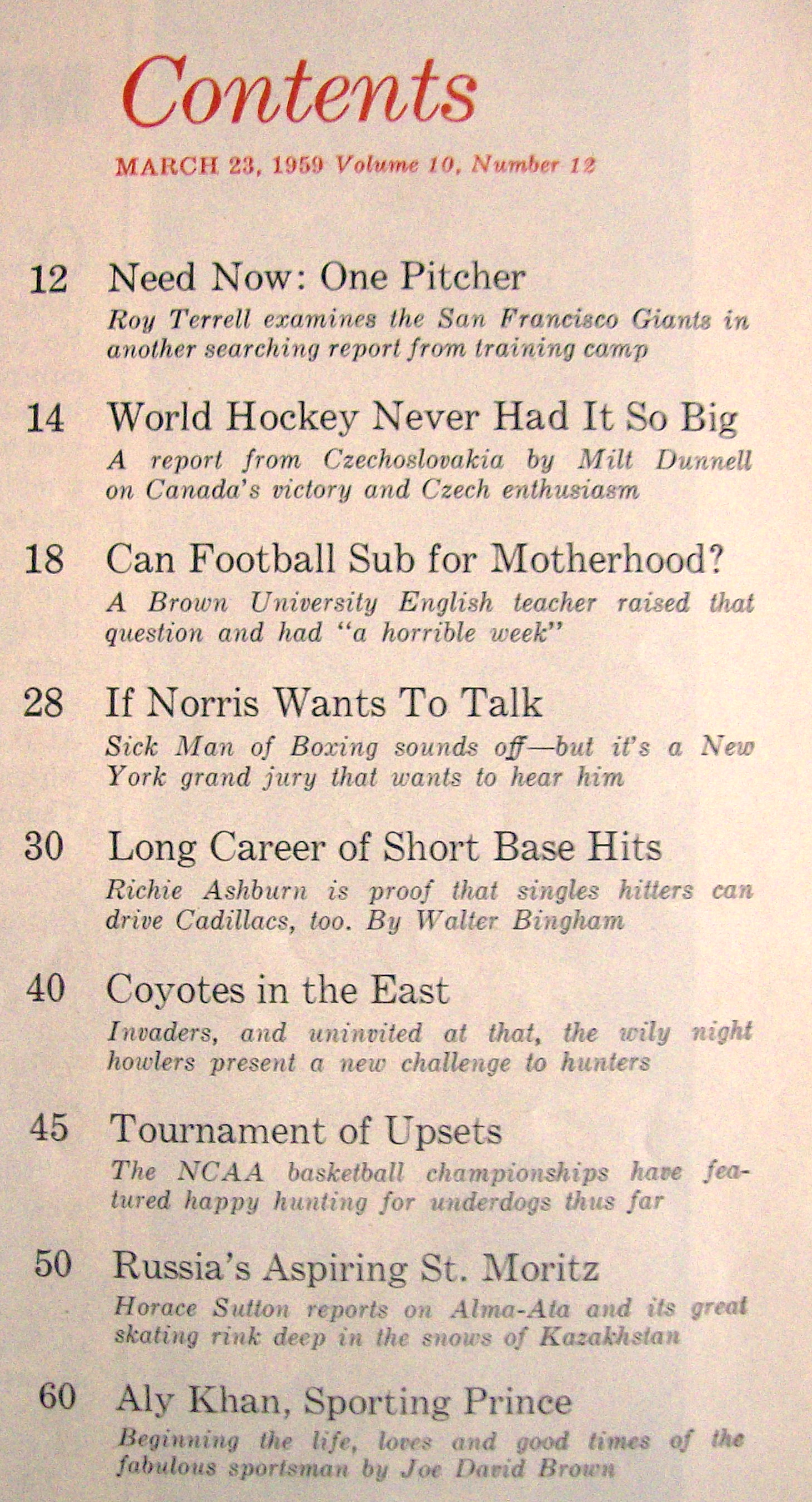 Sports Illustrated - March 23, 1959 - Aly Khan