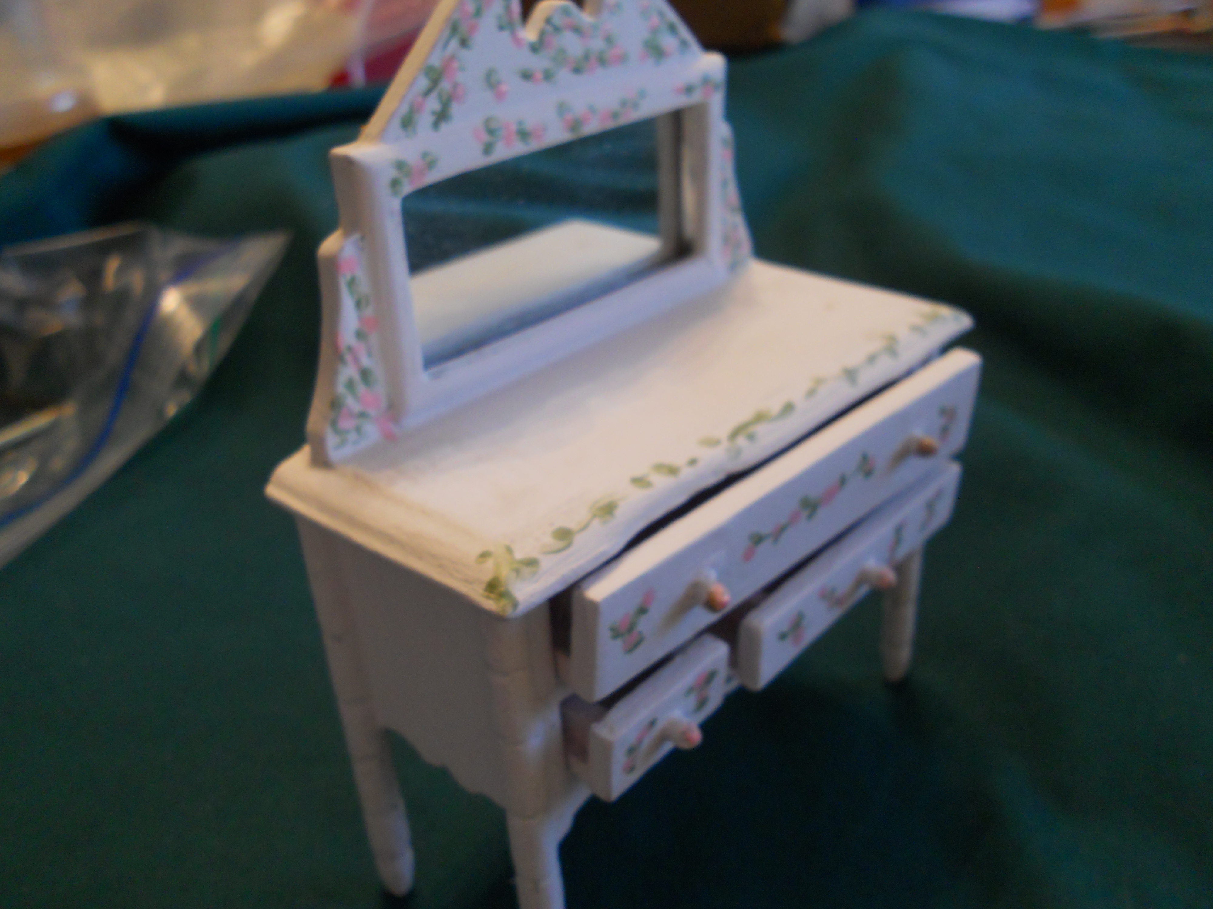 Doll House Dresser Mirror Wood painted