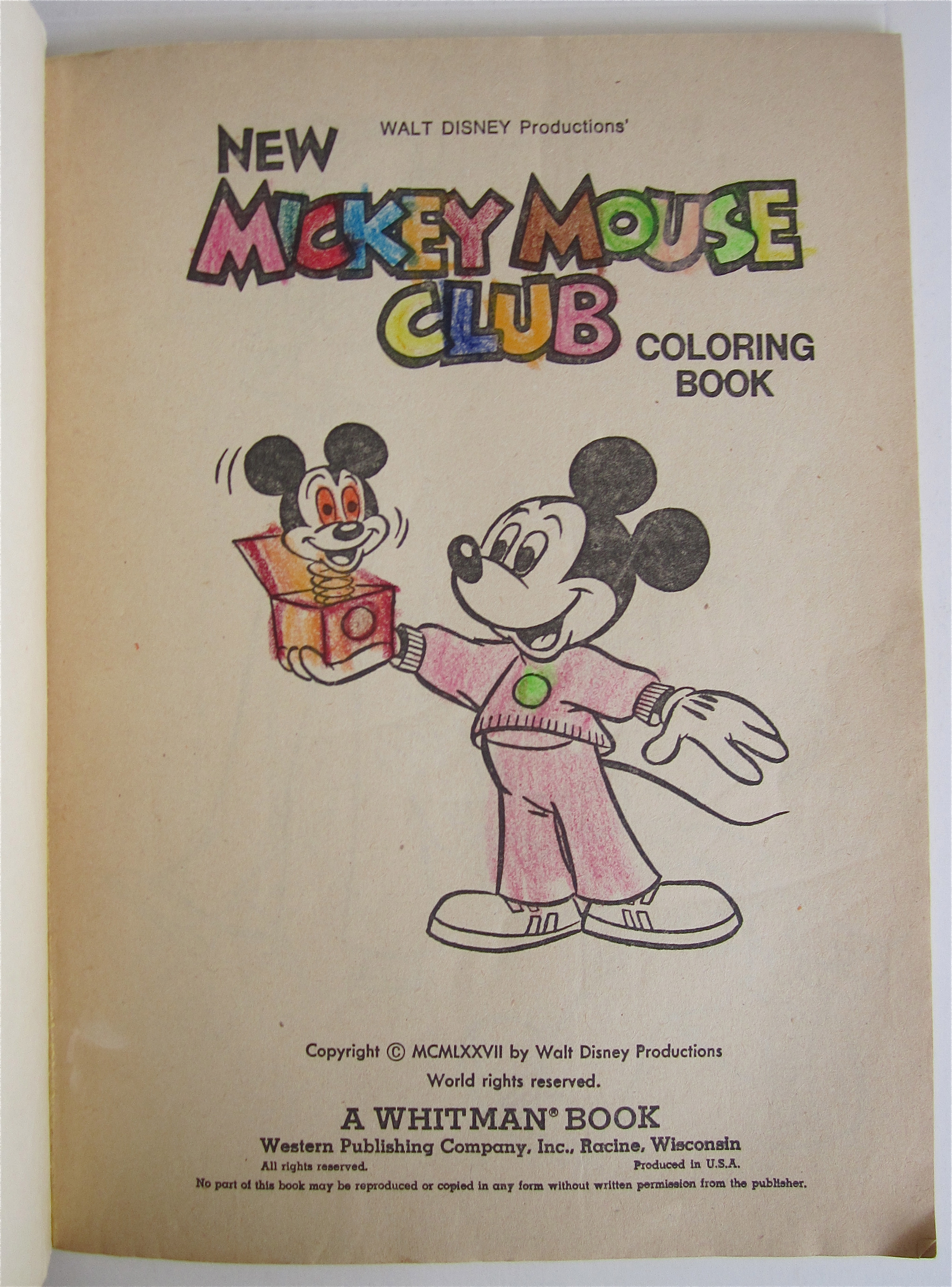 Mickey Mouse Club Coloring Book 1978 Walt Disney