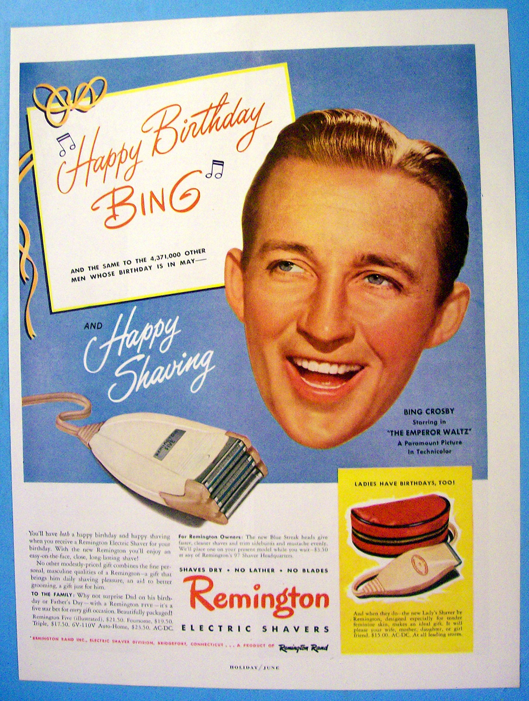 1948 Remington Electric Shaver with Bing Crosby