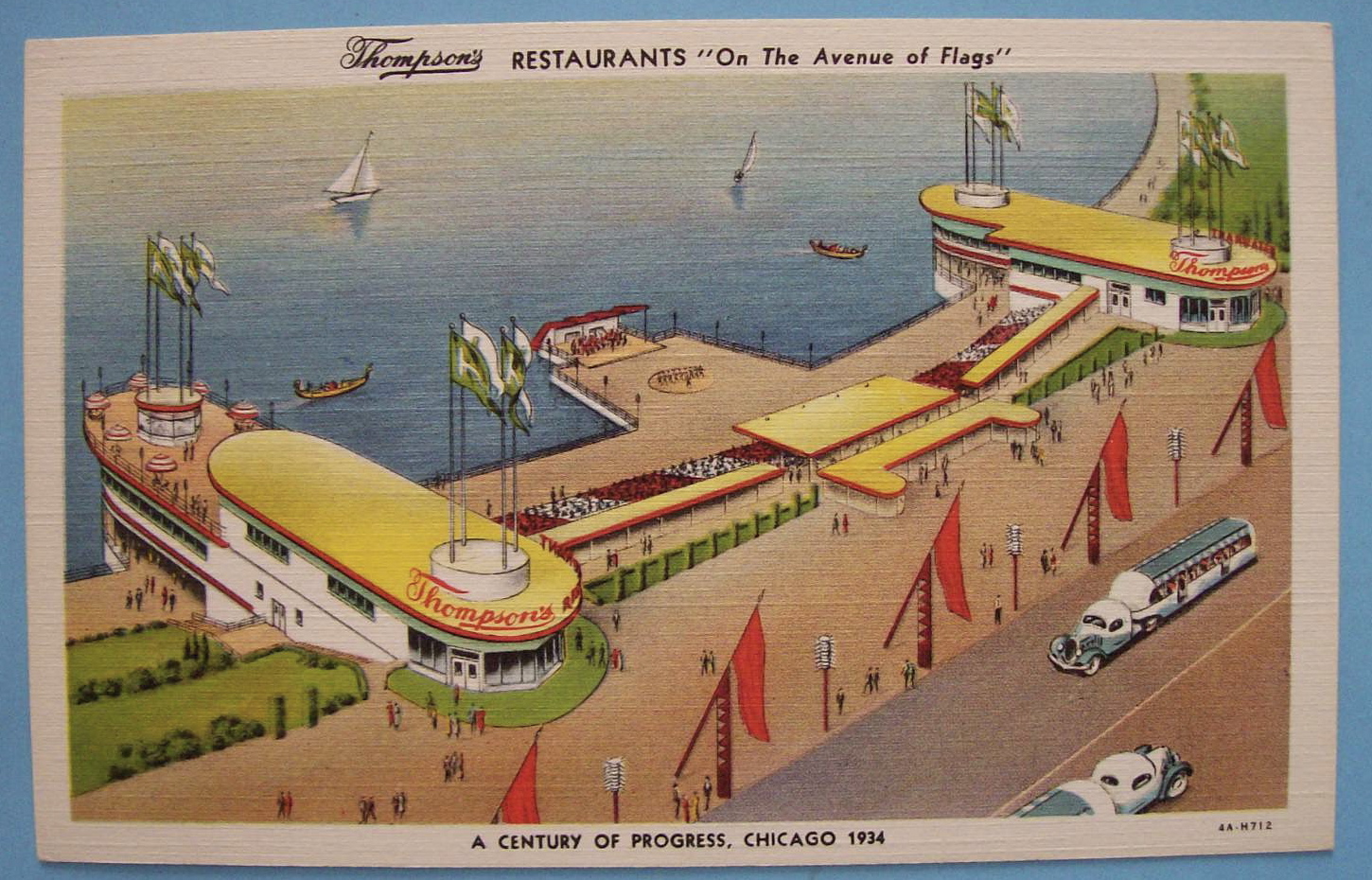 1933 Century Of Progress Thompson Restaurant Postcard